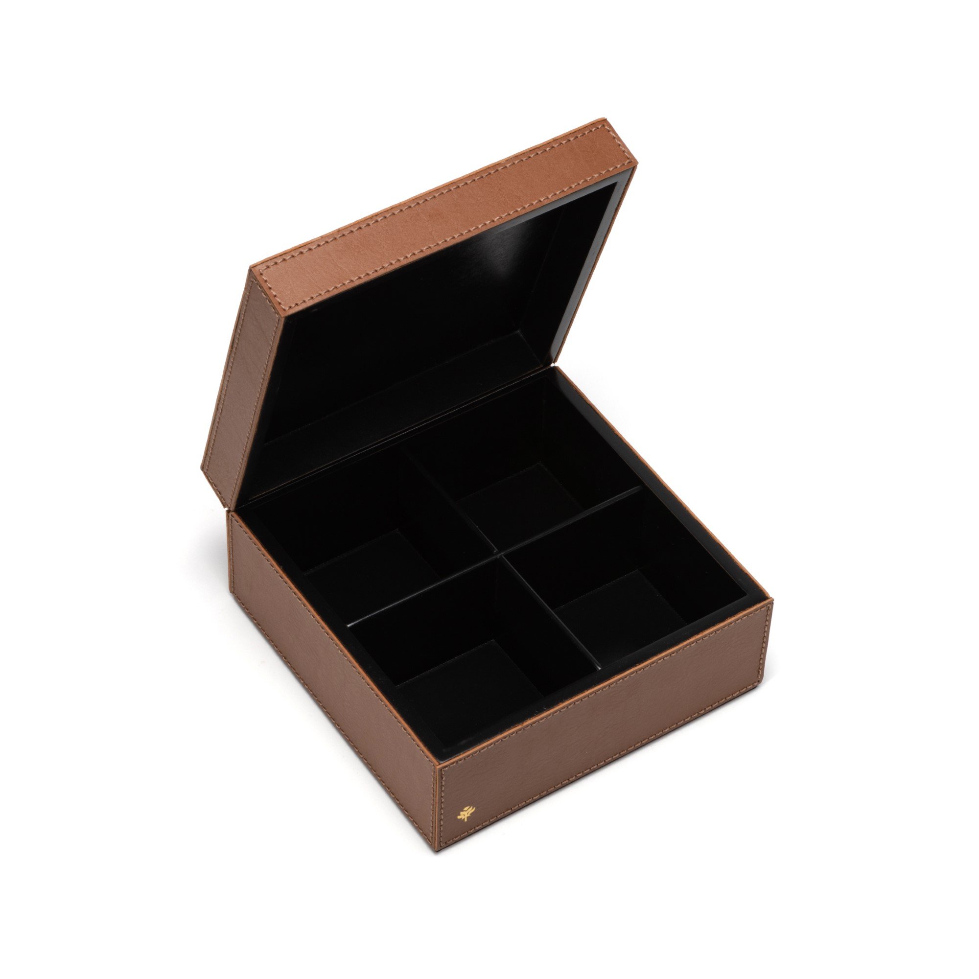 caixa porta cha sottile casa em couro pu havana