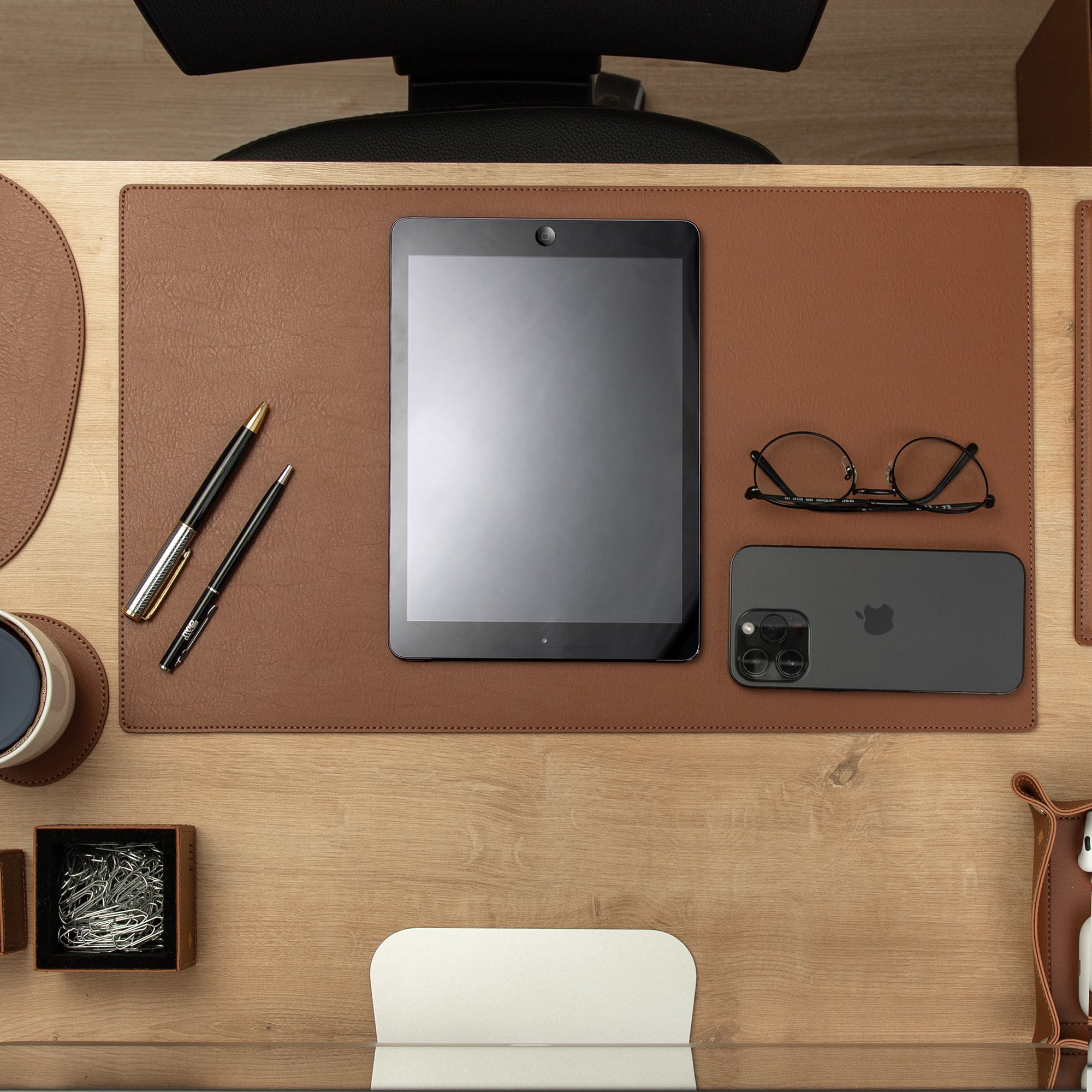 deskmouse pad retangular sottile casa em couro pu havana p