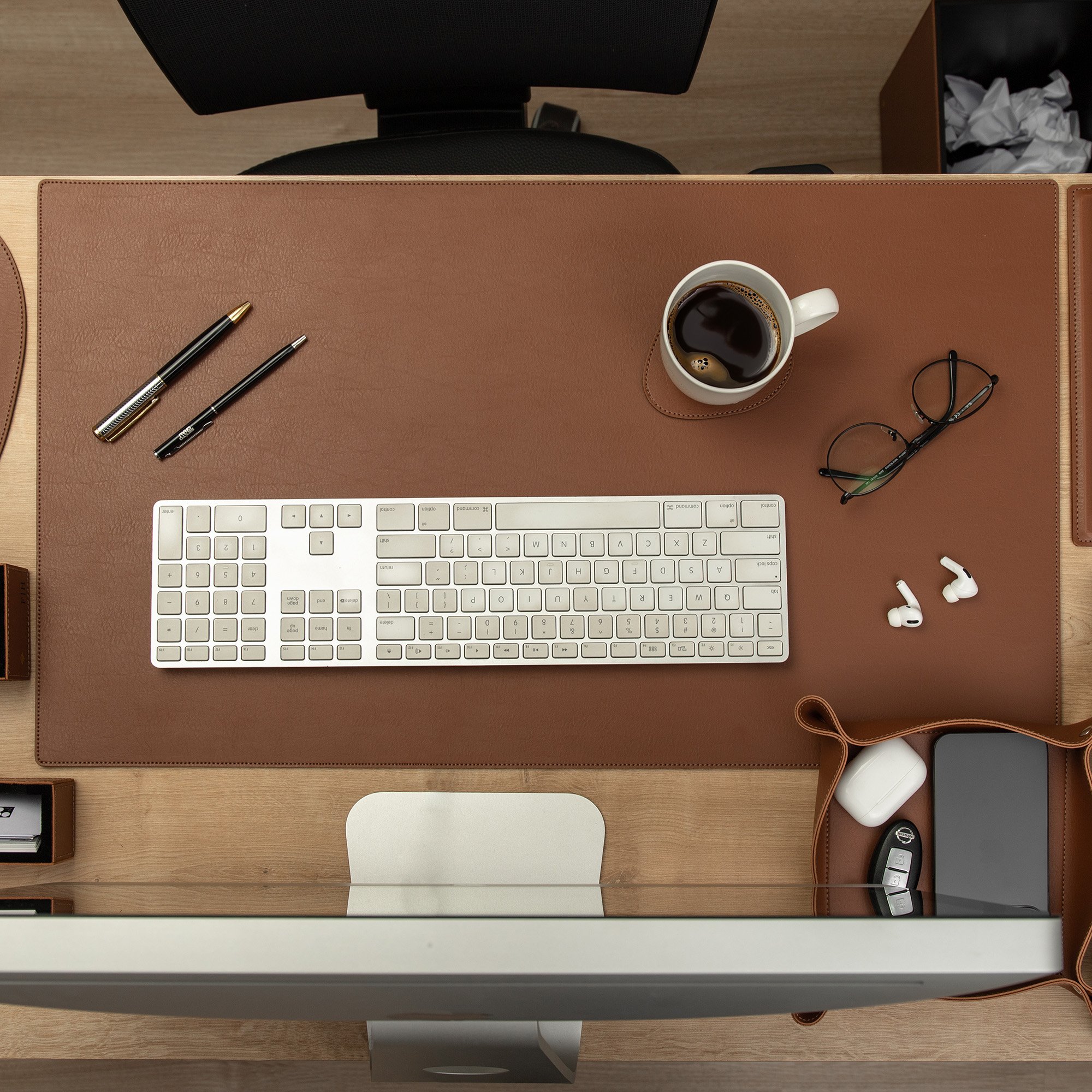 deskmouse pad retangular sottile casa em couro pu havana m