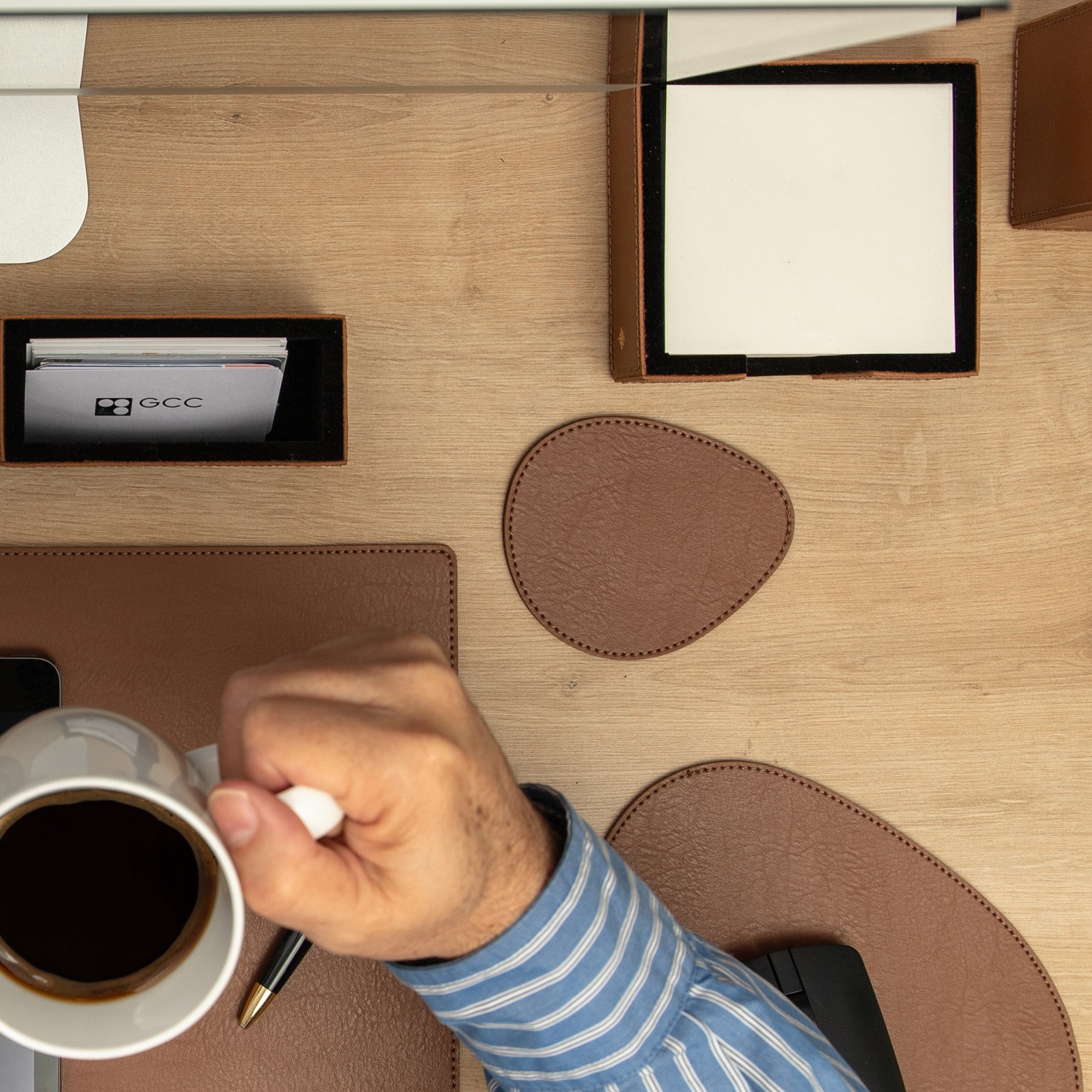 jogo 06 porta copos pop sottile casa em couro pu havana