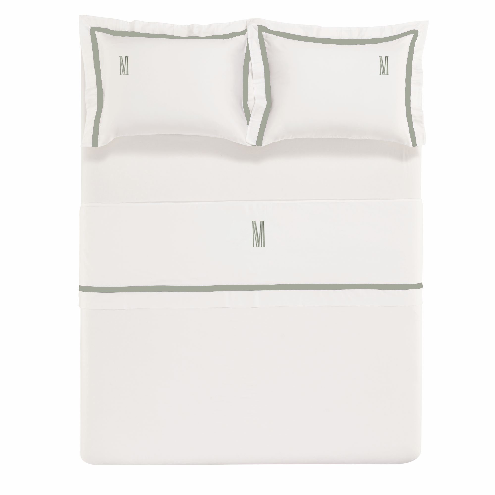 jogo de cama trussardi 300 fios cetim 100 algodao egipcio vercelli branco e pistacchio casal merida