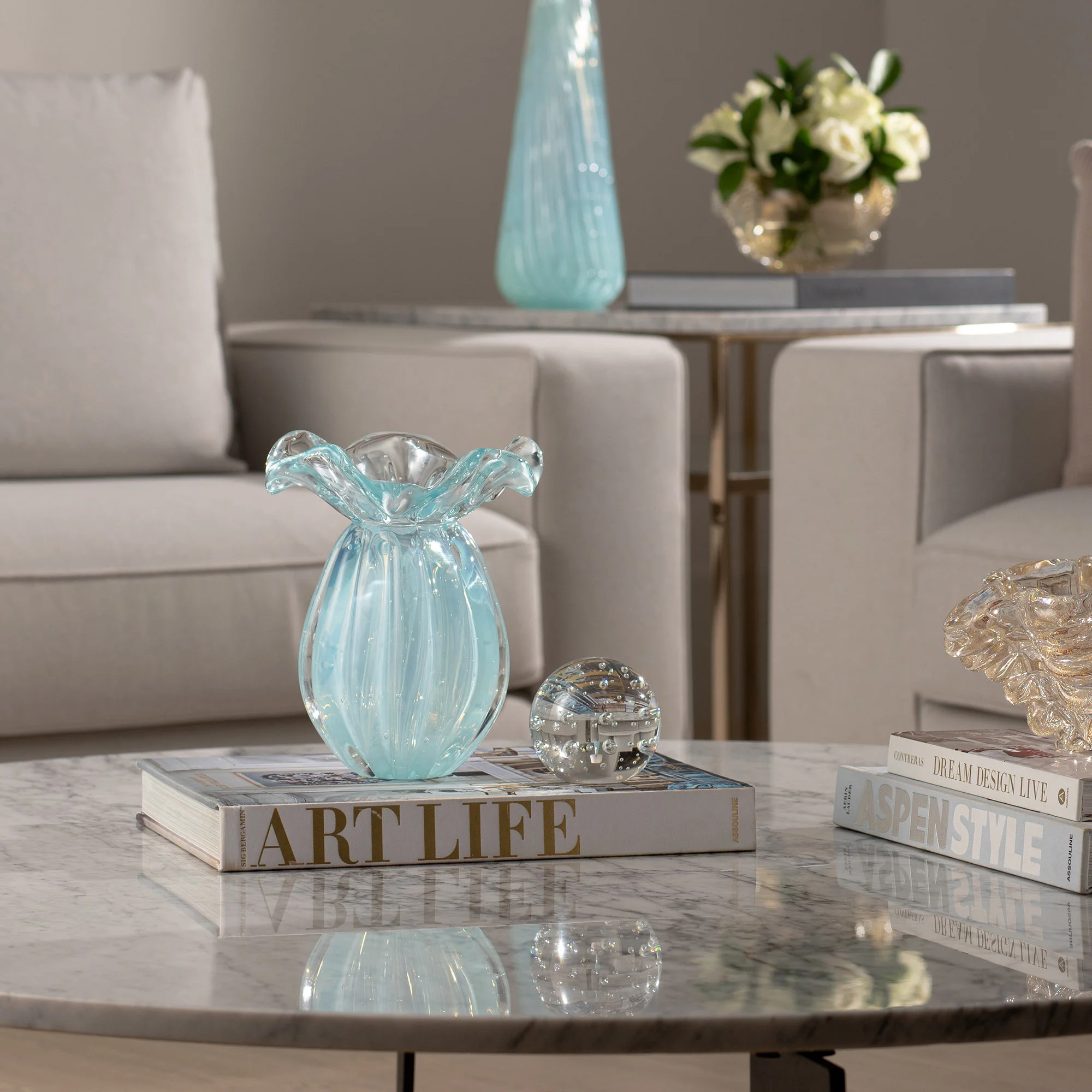 esfera murano bubbles p cristal transparente