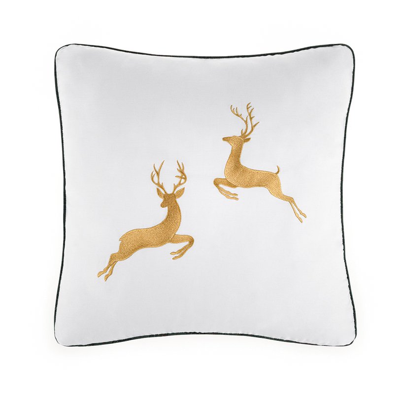 Almofada Enchimento Trussardi Cetim 300 Fios Renna 45x45cm   Branco Still1