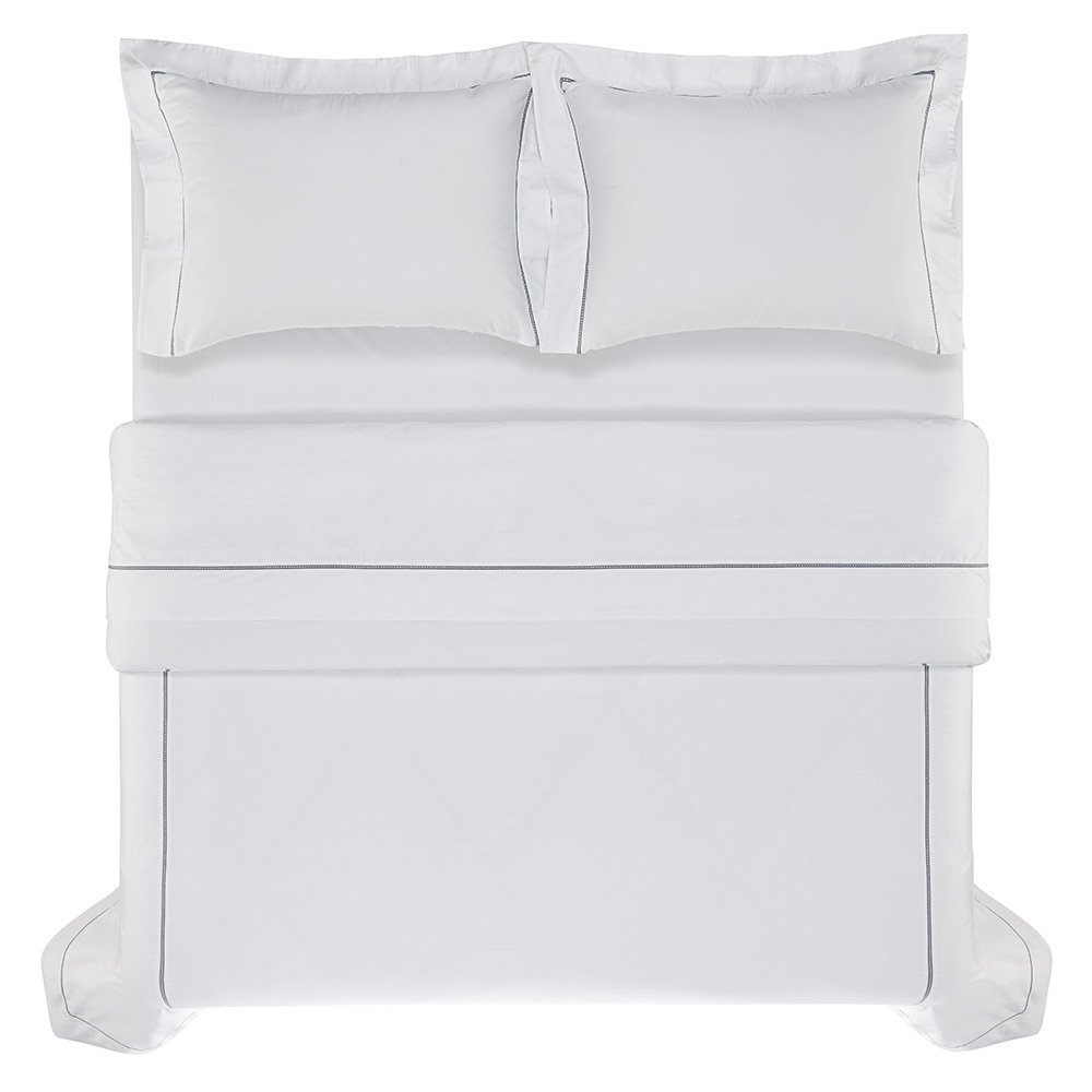 capa de edredom duvet trussardi cetim 300 fios portello branco e ardosia cima