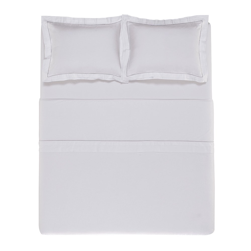 jogo de cama trussardi cetim 300 fios doppio branco cima