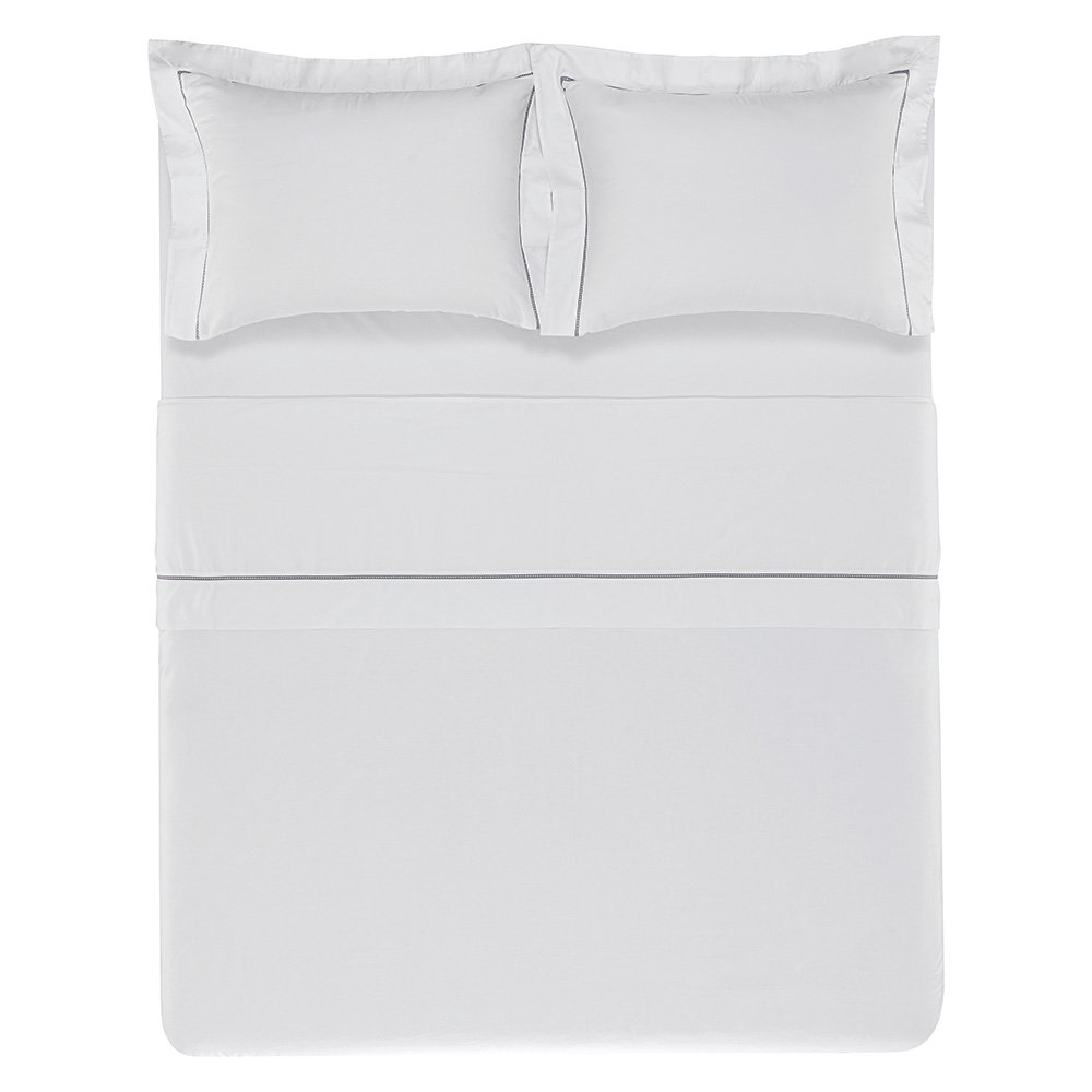 jogo de cama trussardi cetim 300 fios portello branco e ardosia cima