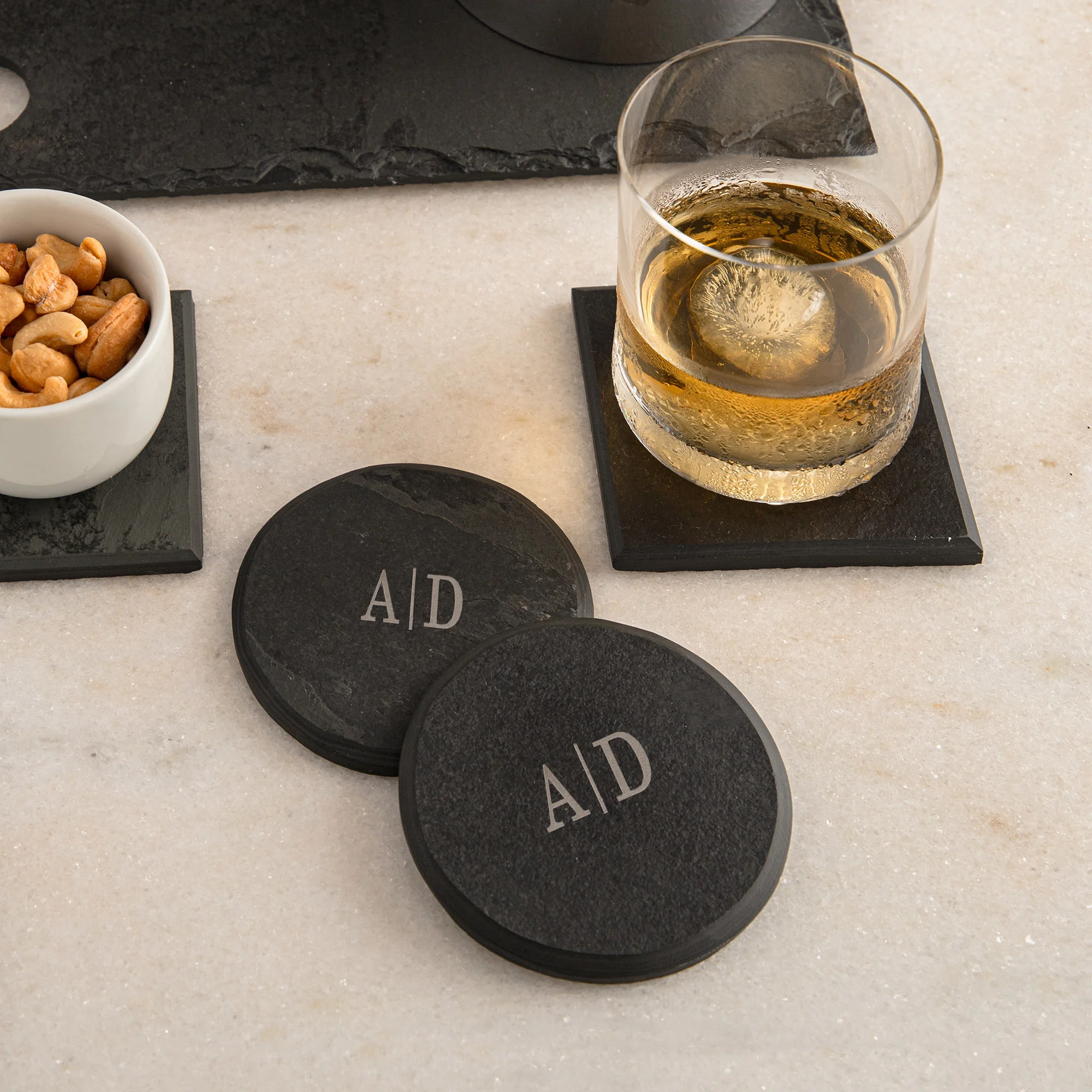 porta copos ardosia grafite redondo