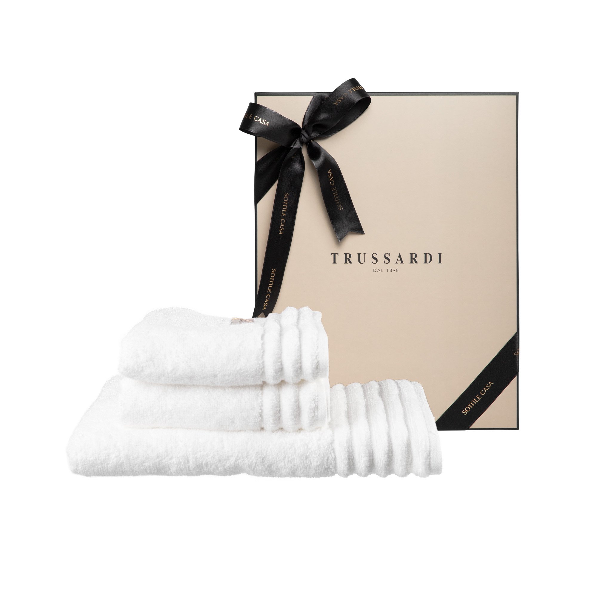 kit presente toalha banho 2 toalhas rosto trussardi imperiale branca still sottile casa kt banros 01