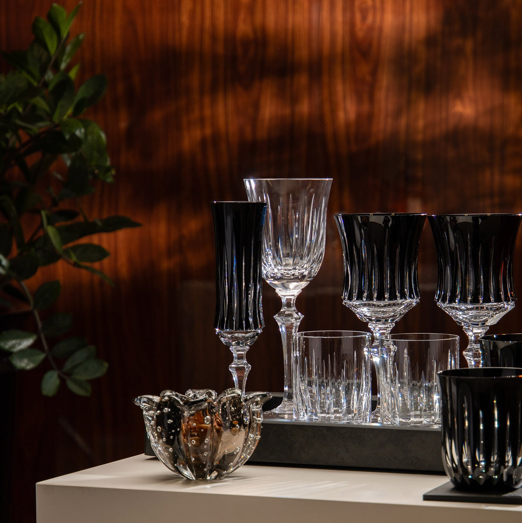 taca de cristal lapidado artesanal p agua incolor 66