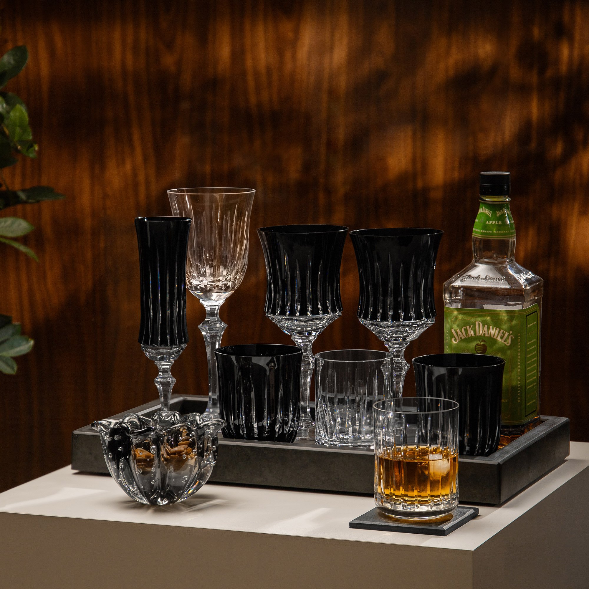 taca de cristal lapidado p agua preto 66