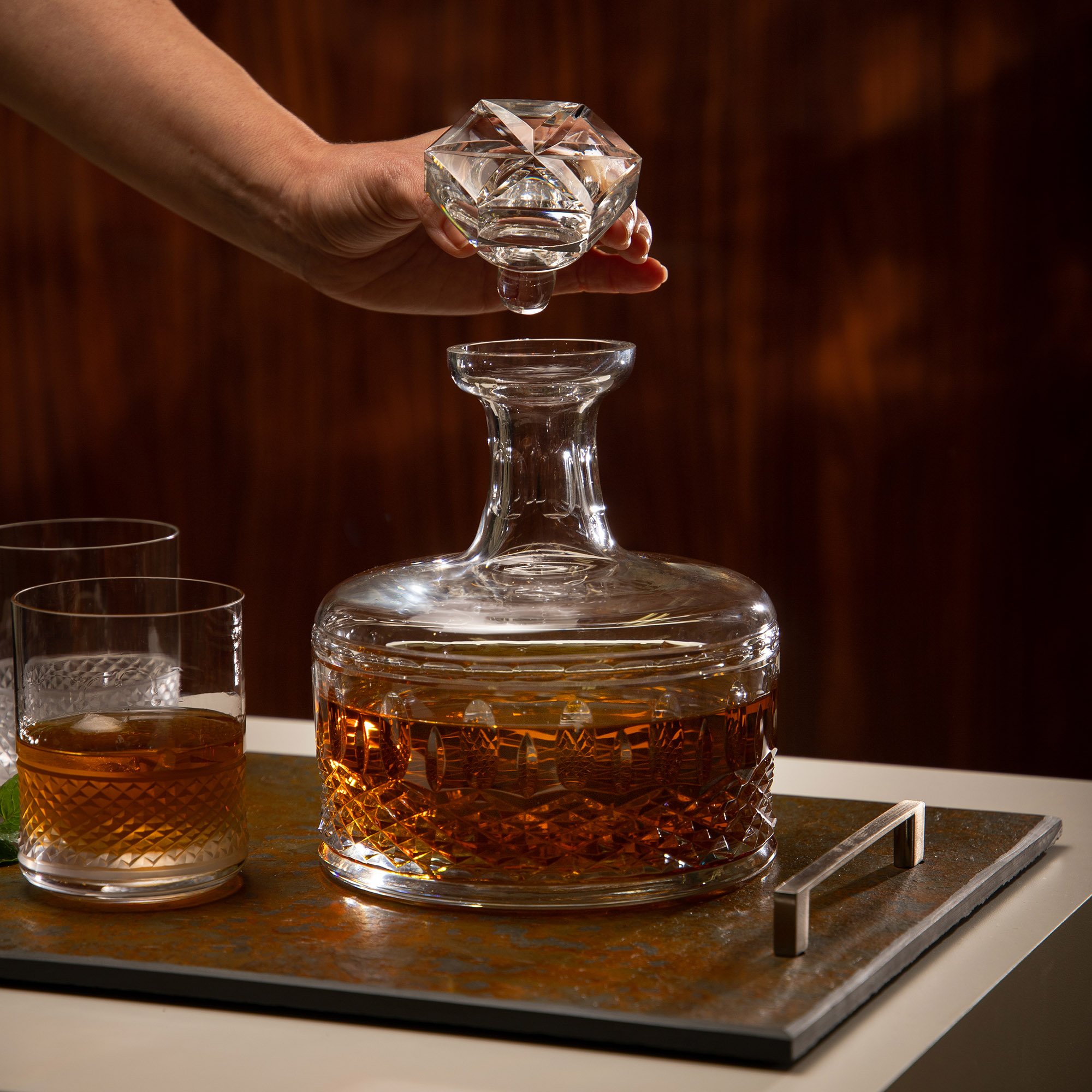 garrafa de cristal p whisky mozart incolor