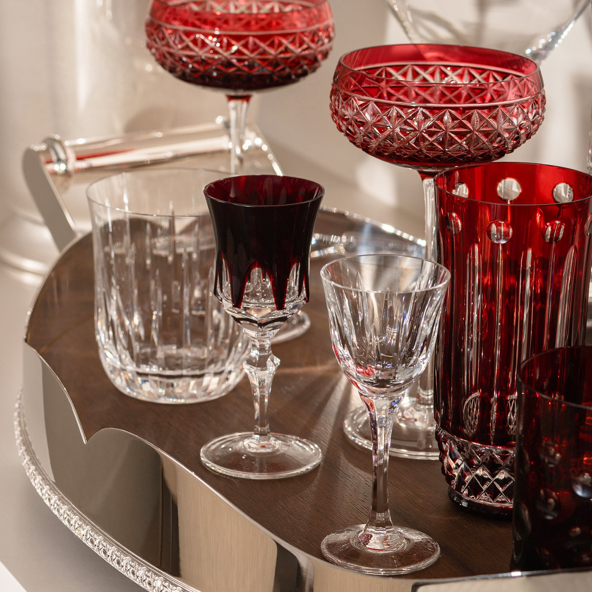 Taca de Cristal Lapidado Artesanal p Licor Vermelho 55_1