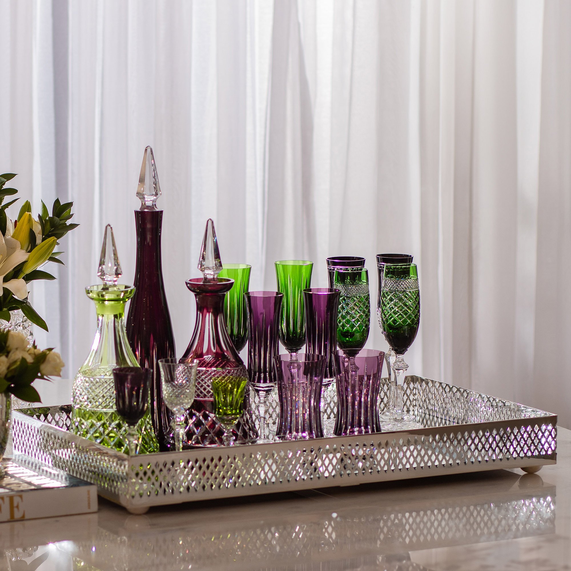 bandeja bar retangular grade alta prata m