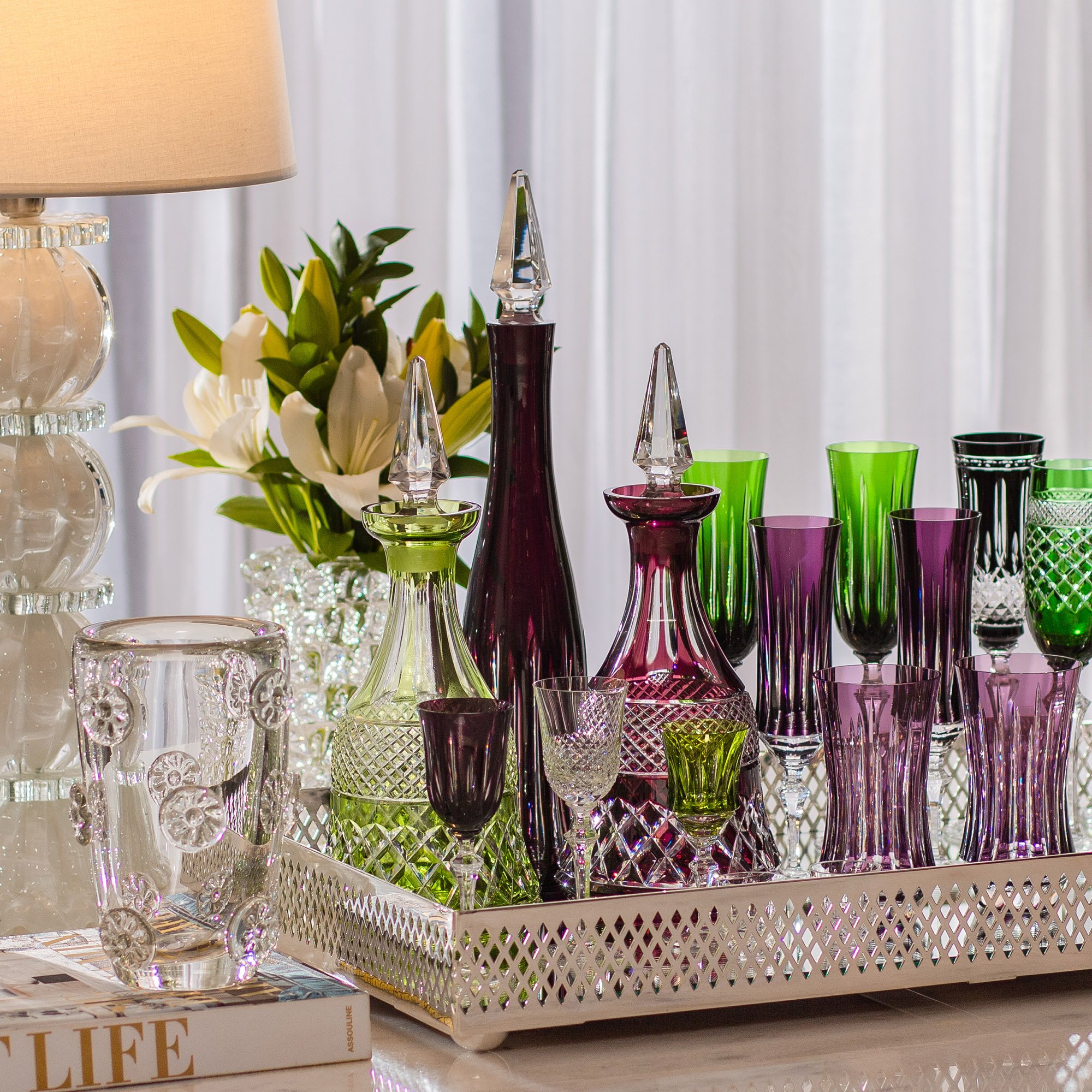 licoreira de cristal lapidado artesanal ametista 78