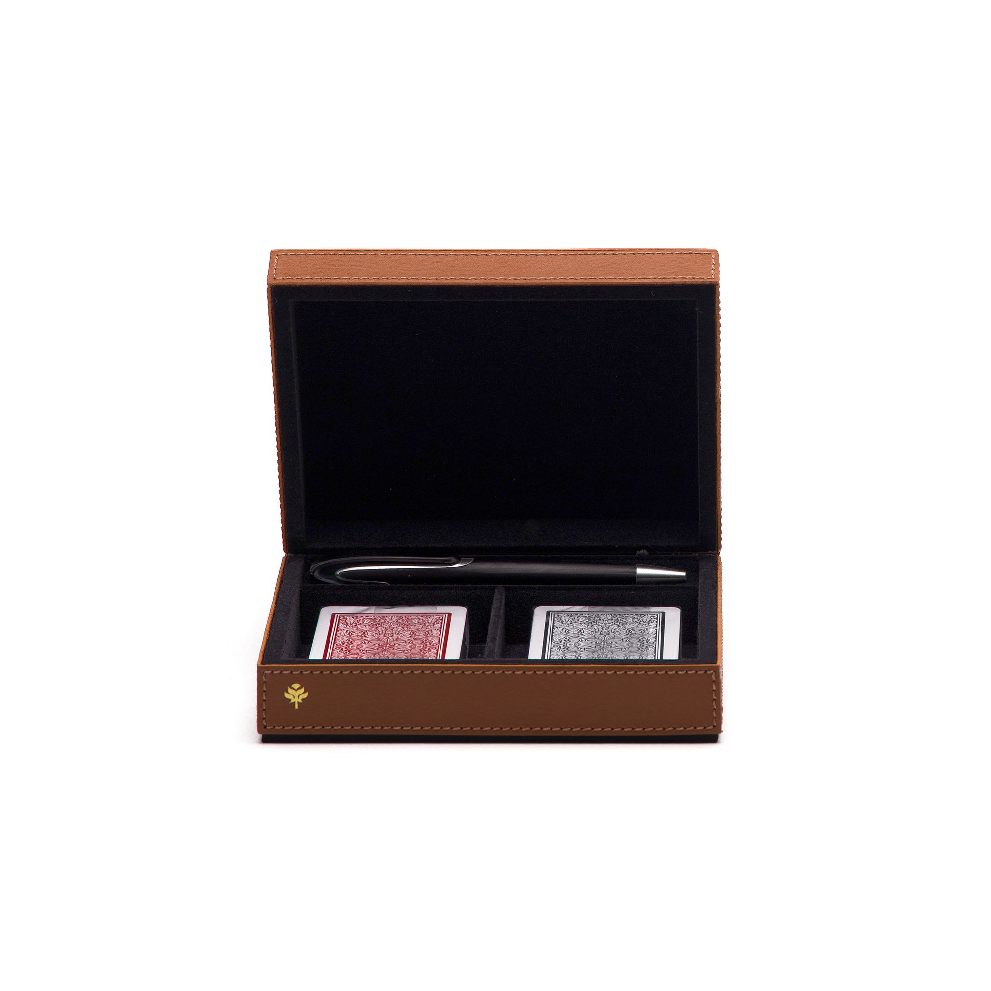 caixa porta baralho sottile casa em couro pu havana 2