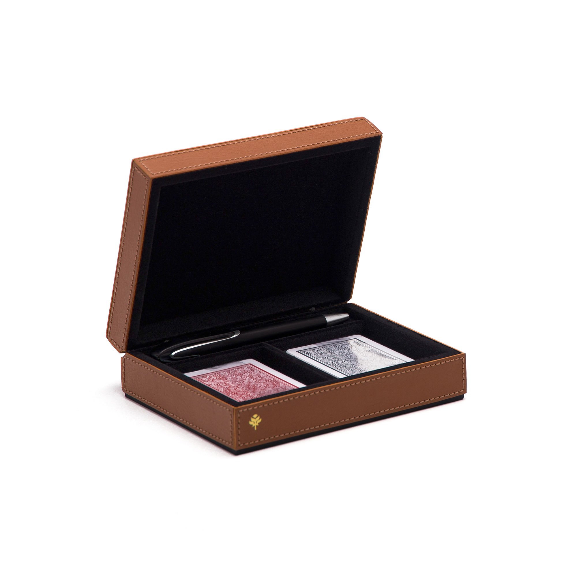 caixa porta baralho sottile casa em couro pu havana 3