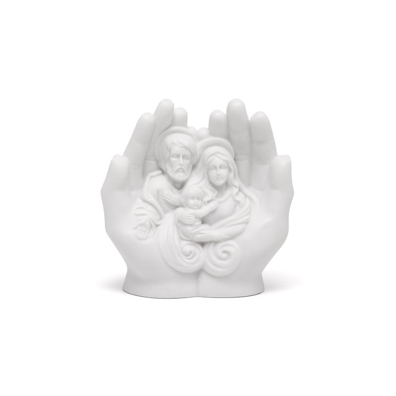 imagem busto sagrada familia nas maos de deus