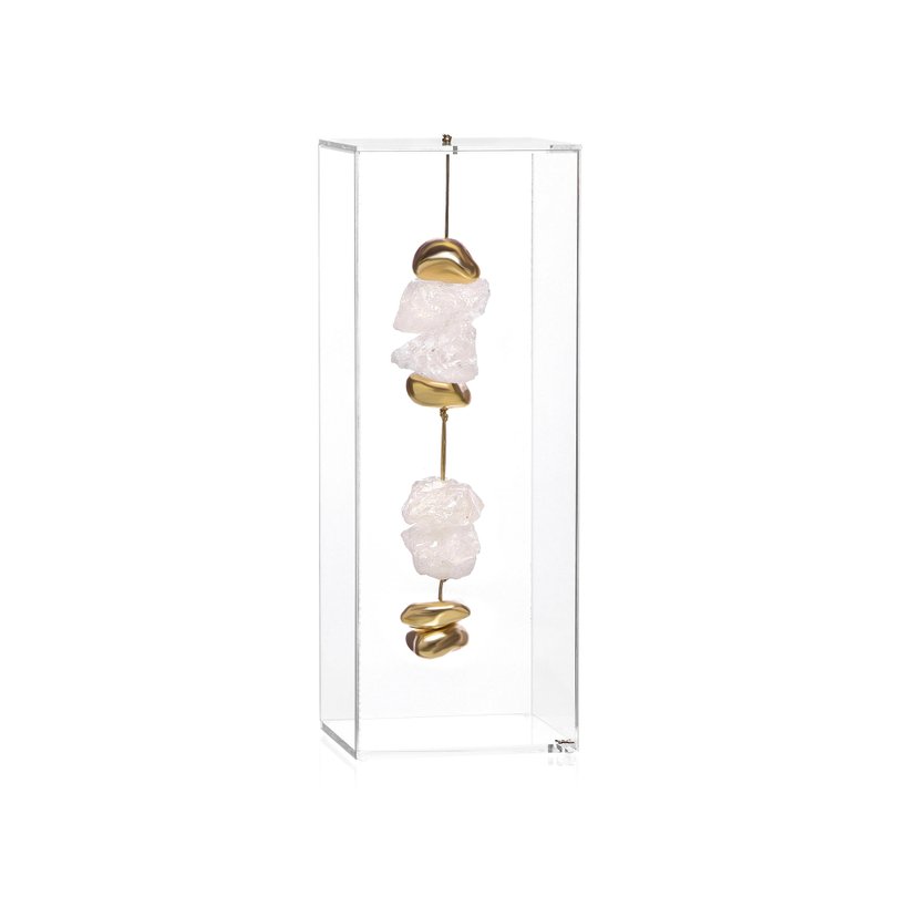 Escultura Pedra Cristal transparente com Caixa de Acrilico GG1