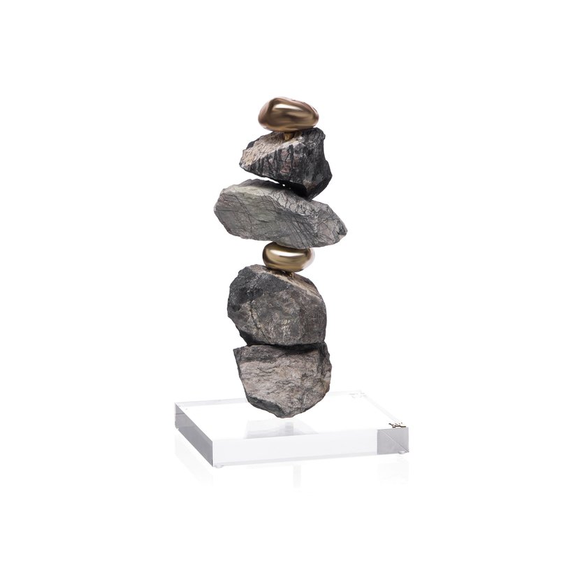 escultura pedra jaspe net com base de acrilico g