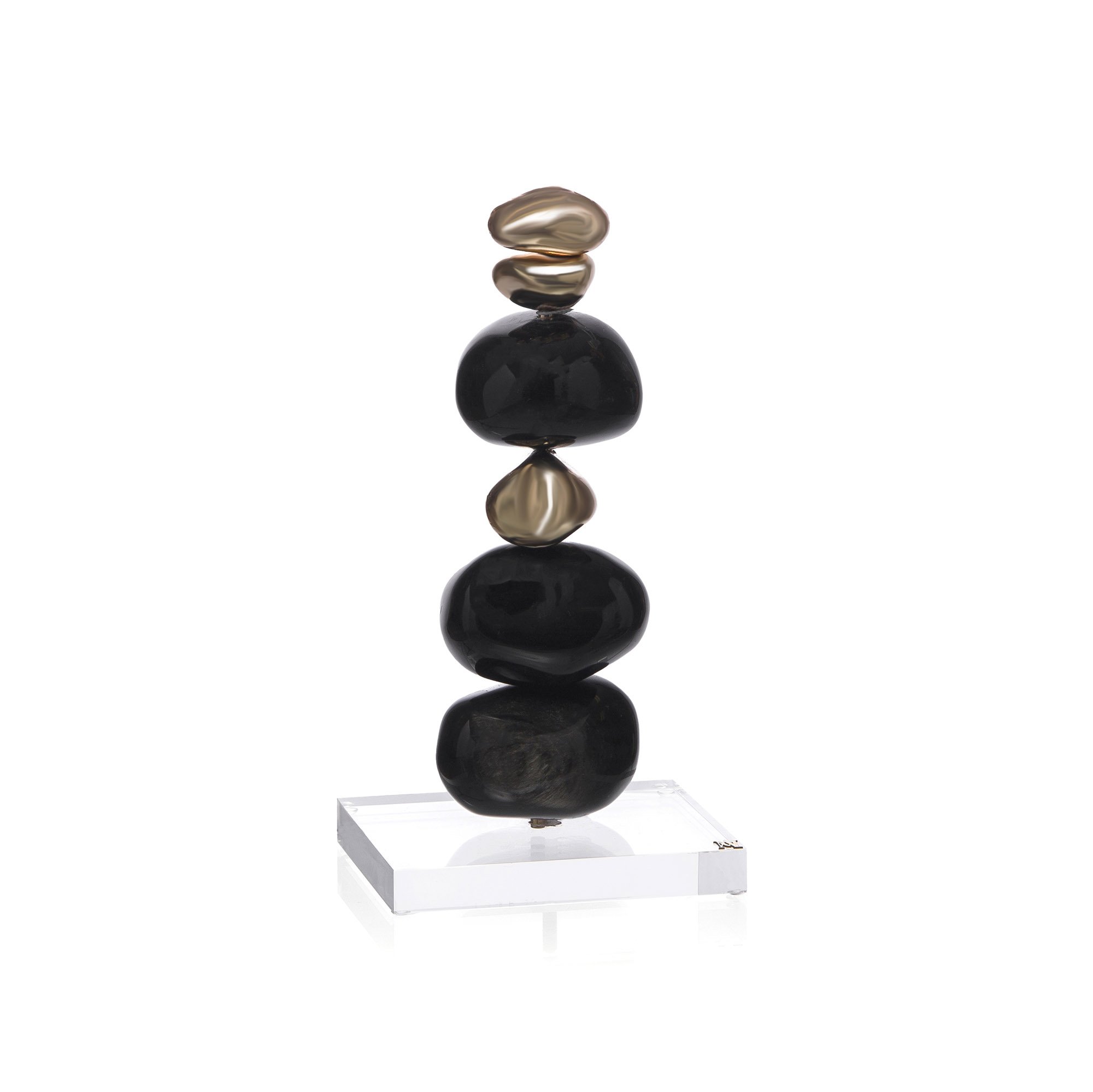escultura pedra obisidiana com base de acrilico g