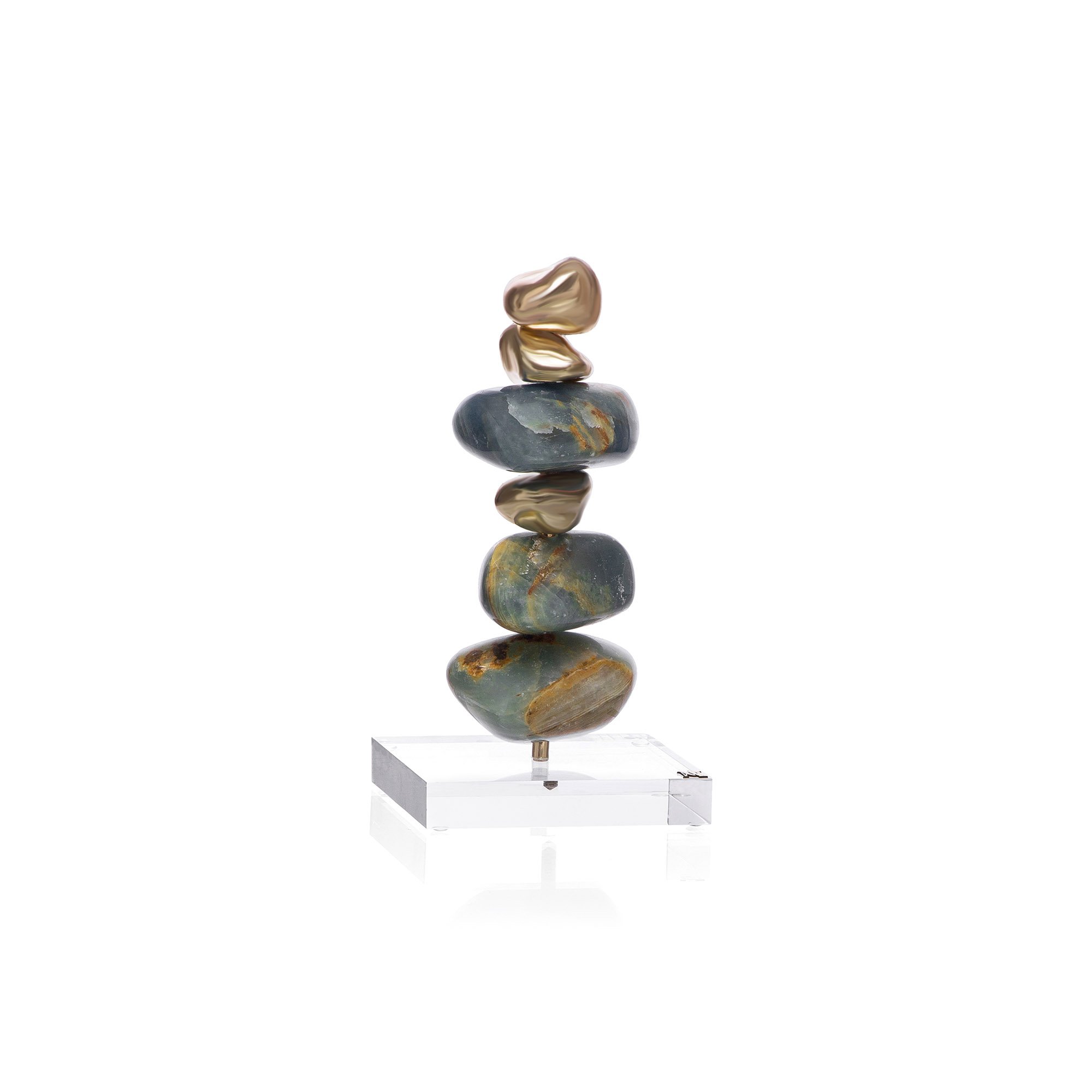 escultura pedra onix azul com base de acrilico m