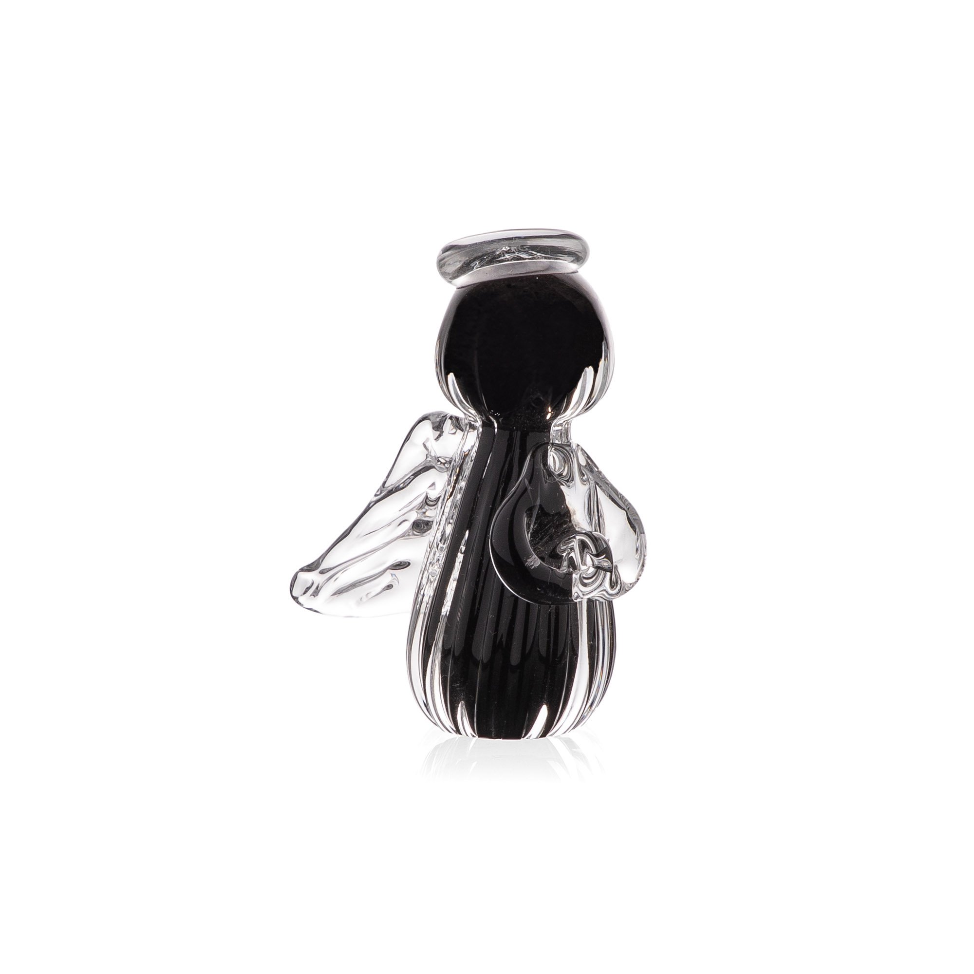 mini anjo uriel cristal murano g preto