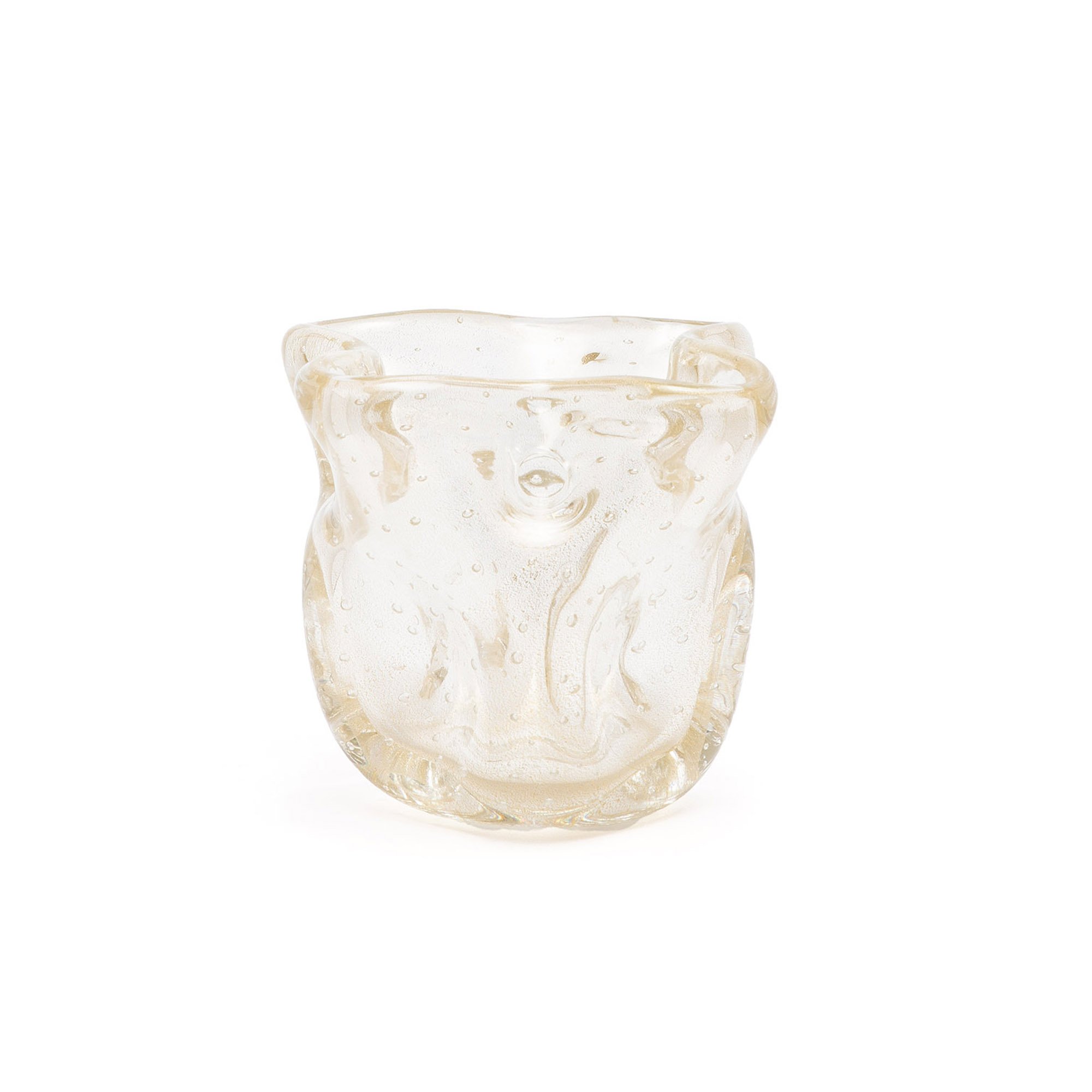 vaso murano camelia c ouro m cristal transparente