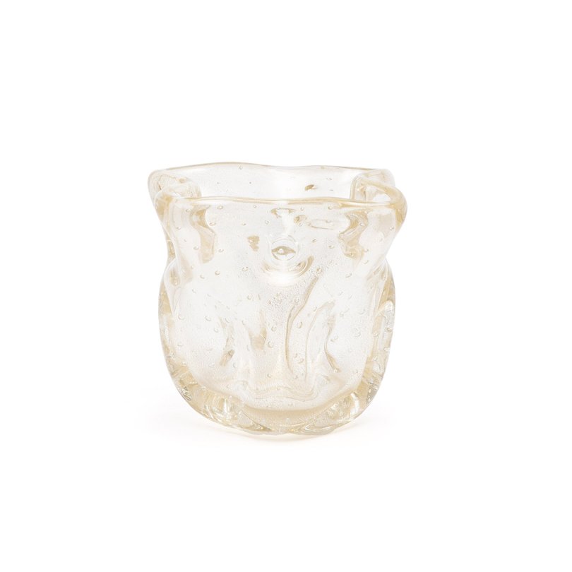 vaso murano camelia c ouro m cristal transparente