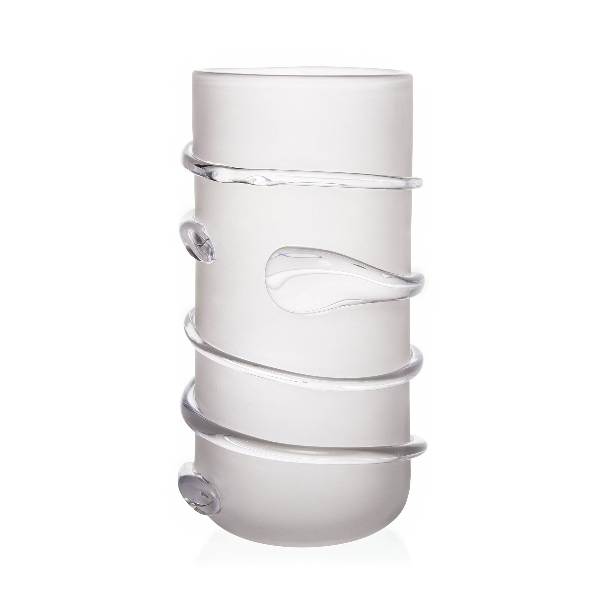 Vaso de Vidro Fosco c Detalhes em Espiral G  Branco1