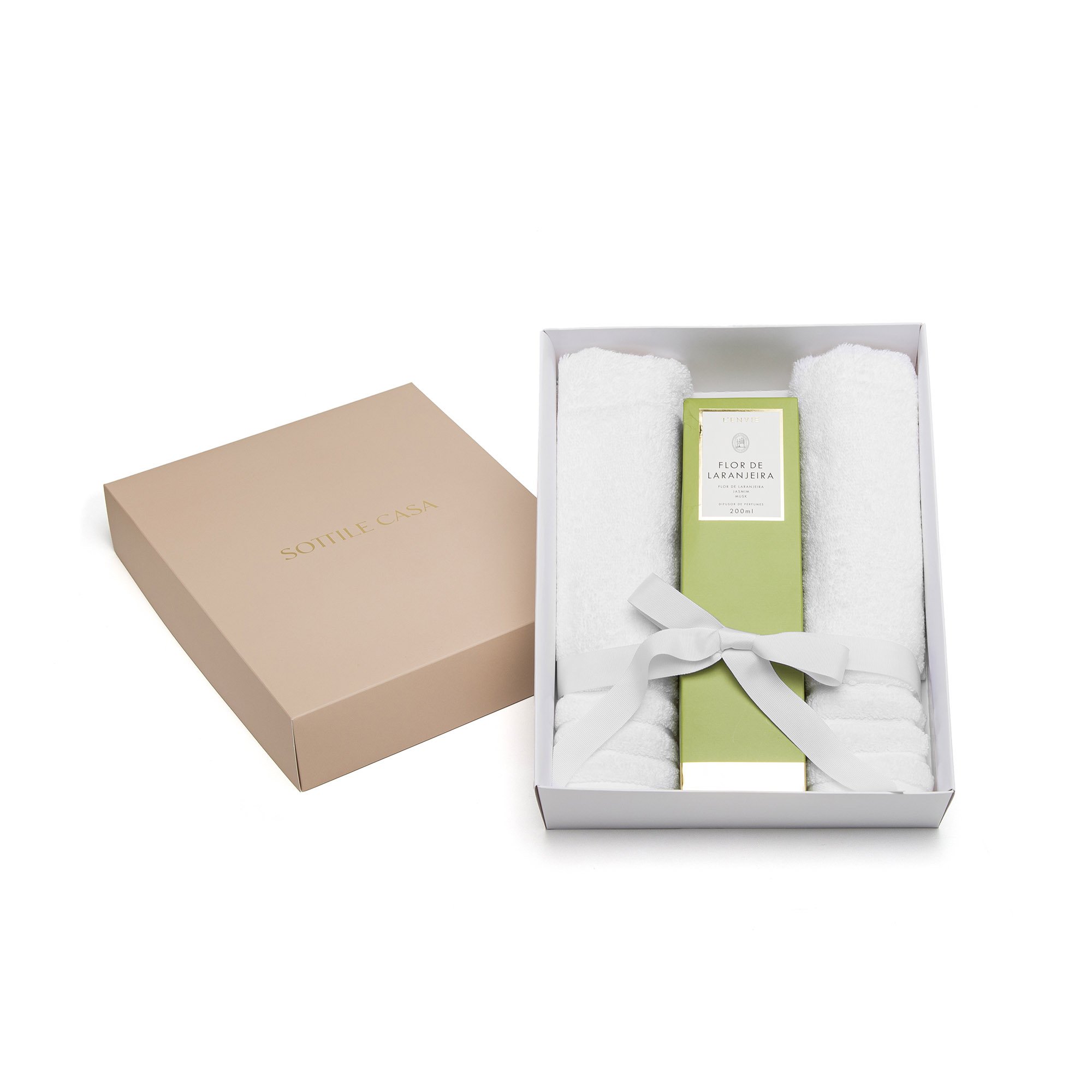 kit 02 toalhas de lavabo trussardi imperiale difusor de perfume l envie flor de laranjeira branco