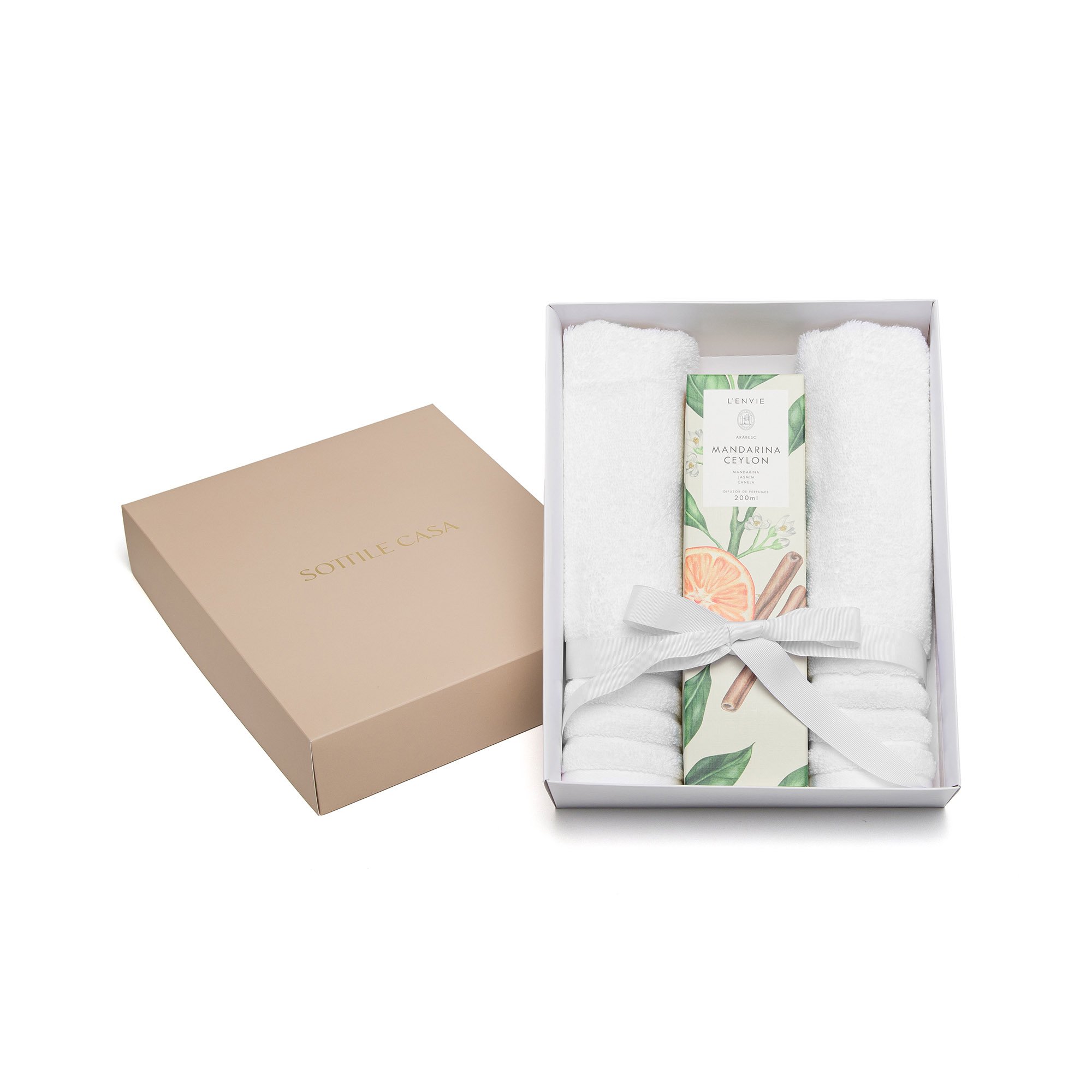 kit 02 toalhas de lavabo trussardi imperiale difusor de perfume l envie mandarina ceylon branco