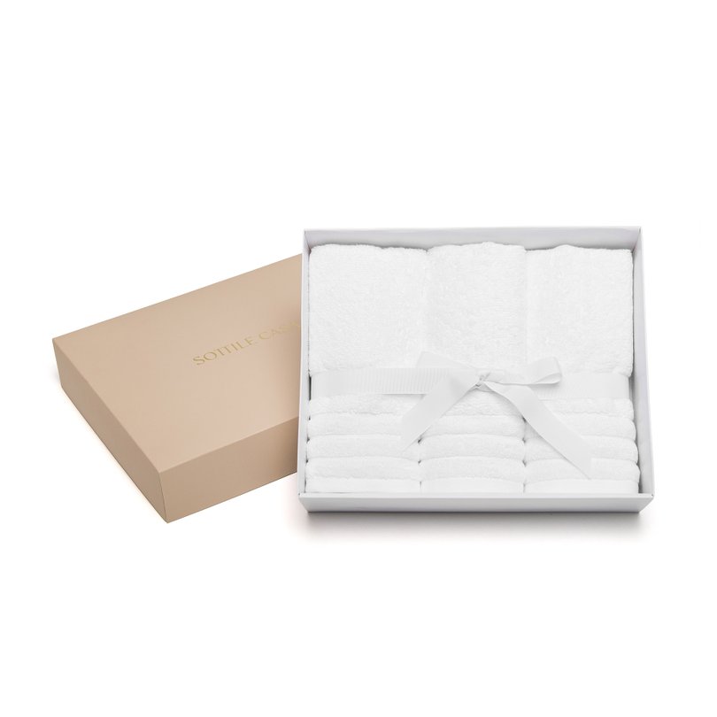 jogo 3 toalhas de lavabo trussardi 100 algodao imperiale c caixa de presente branco