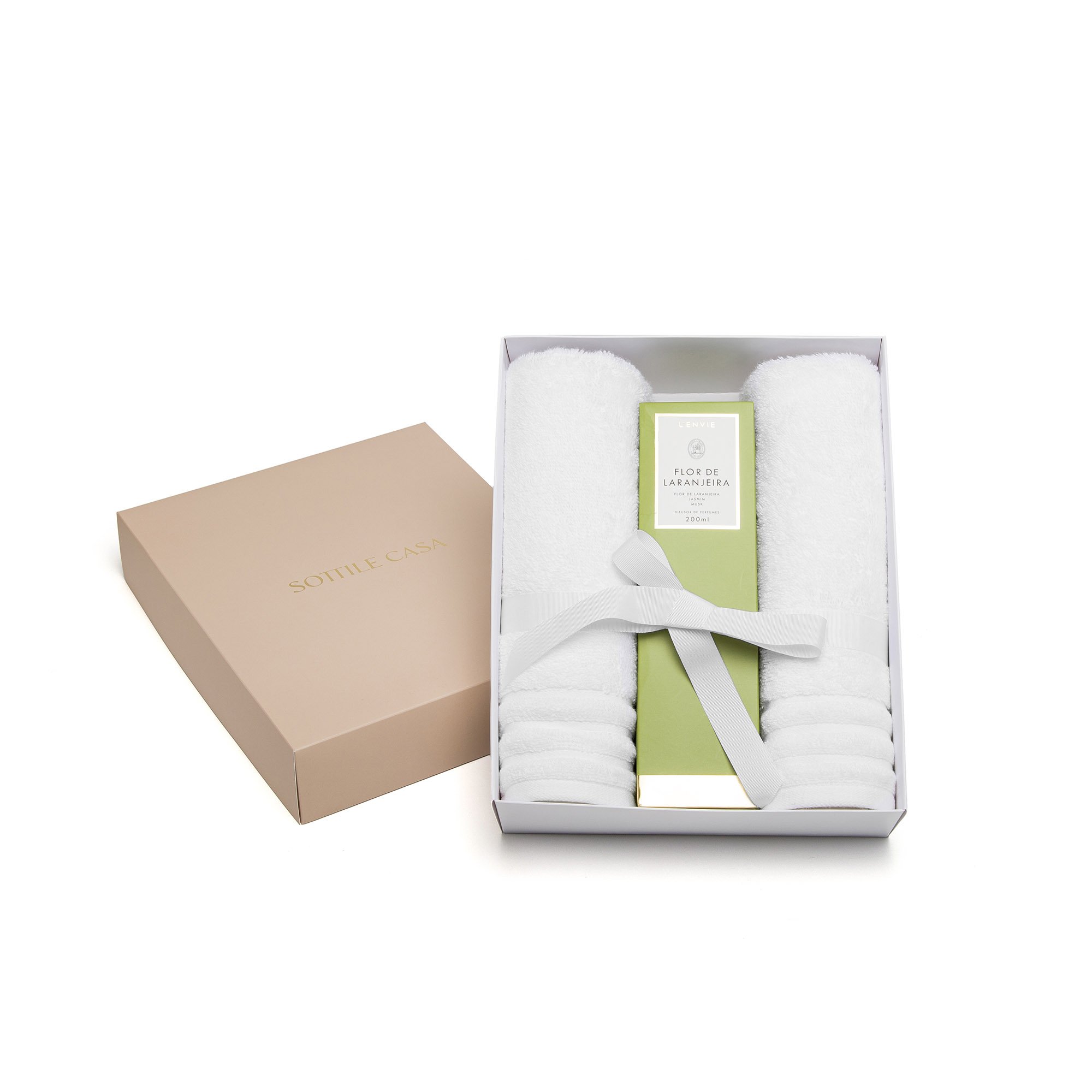 jogo 02 toalha de rosto trussardi imperiale difusor de perfume l envie flor de laranjeira branco