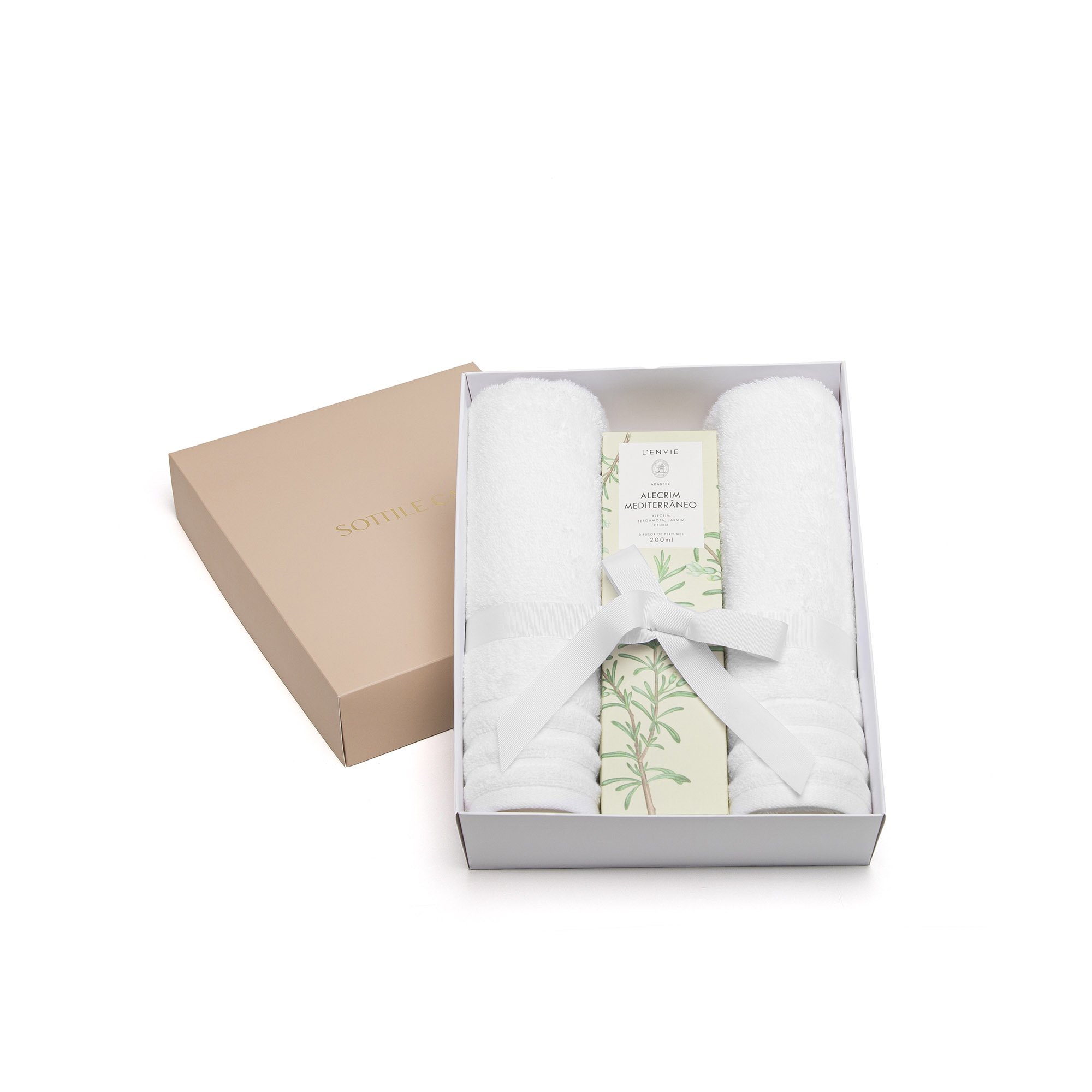 jogo 02 toalha de rosto trussardi imperiale difusor de perfume l envie alecrim branco