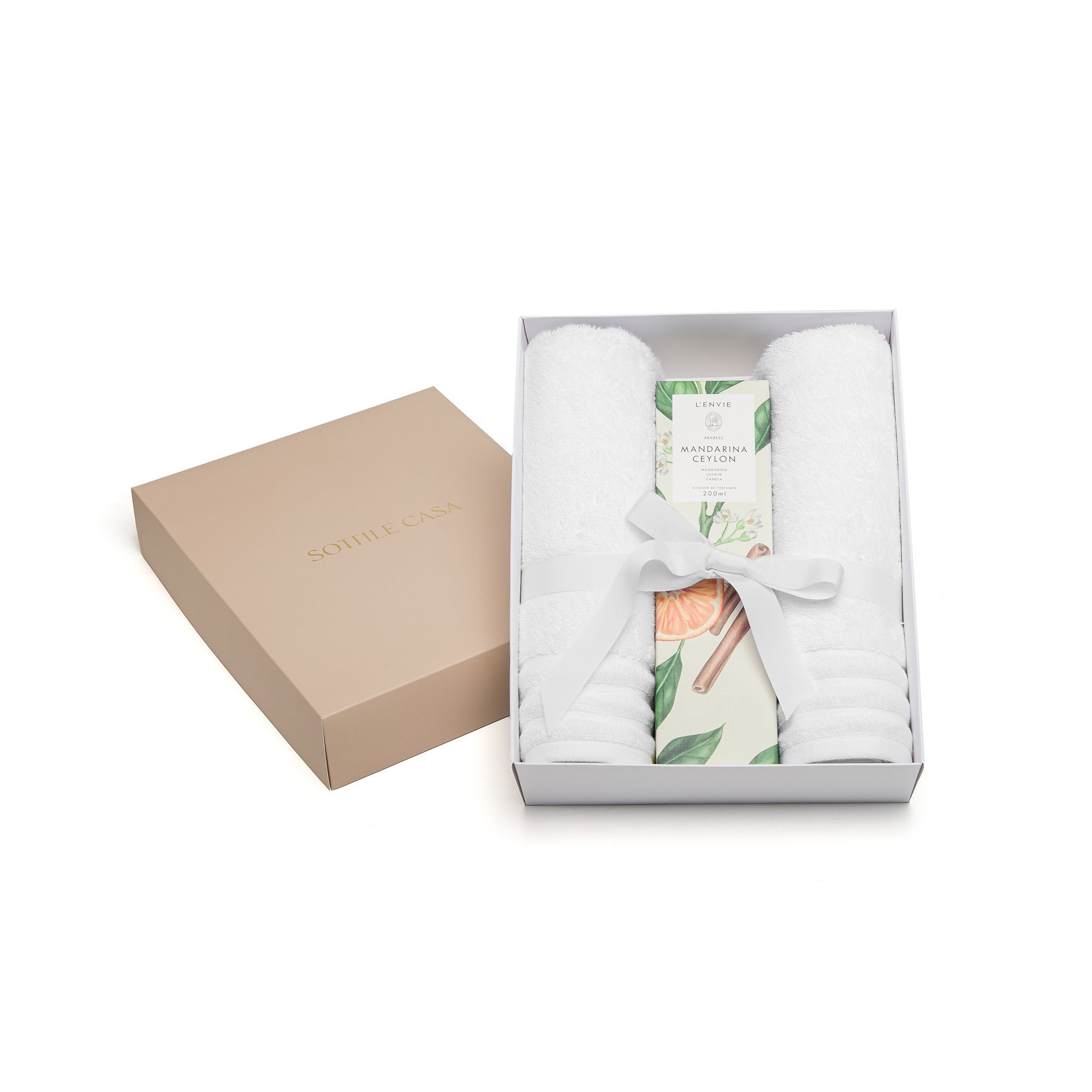 jogo 02 toalhas de rosto trussardi imperiale difusor de perfume l envie mandarina ceylon branco
