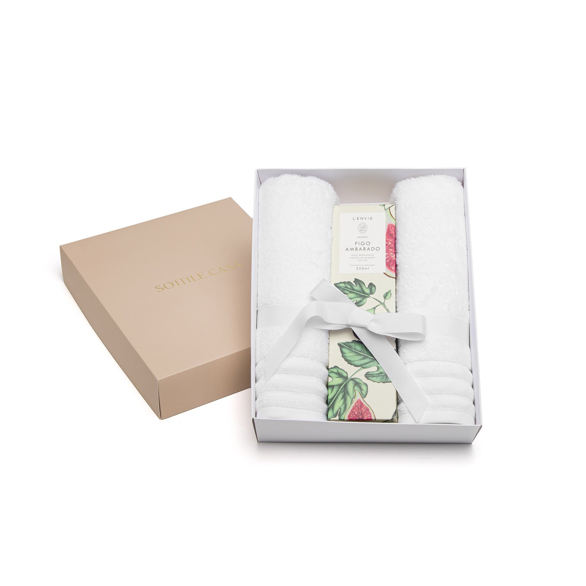 jogo 02 toalha de rosto trussardi imperiale difusor de perfume l envie figo branco
