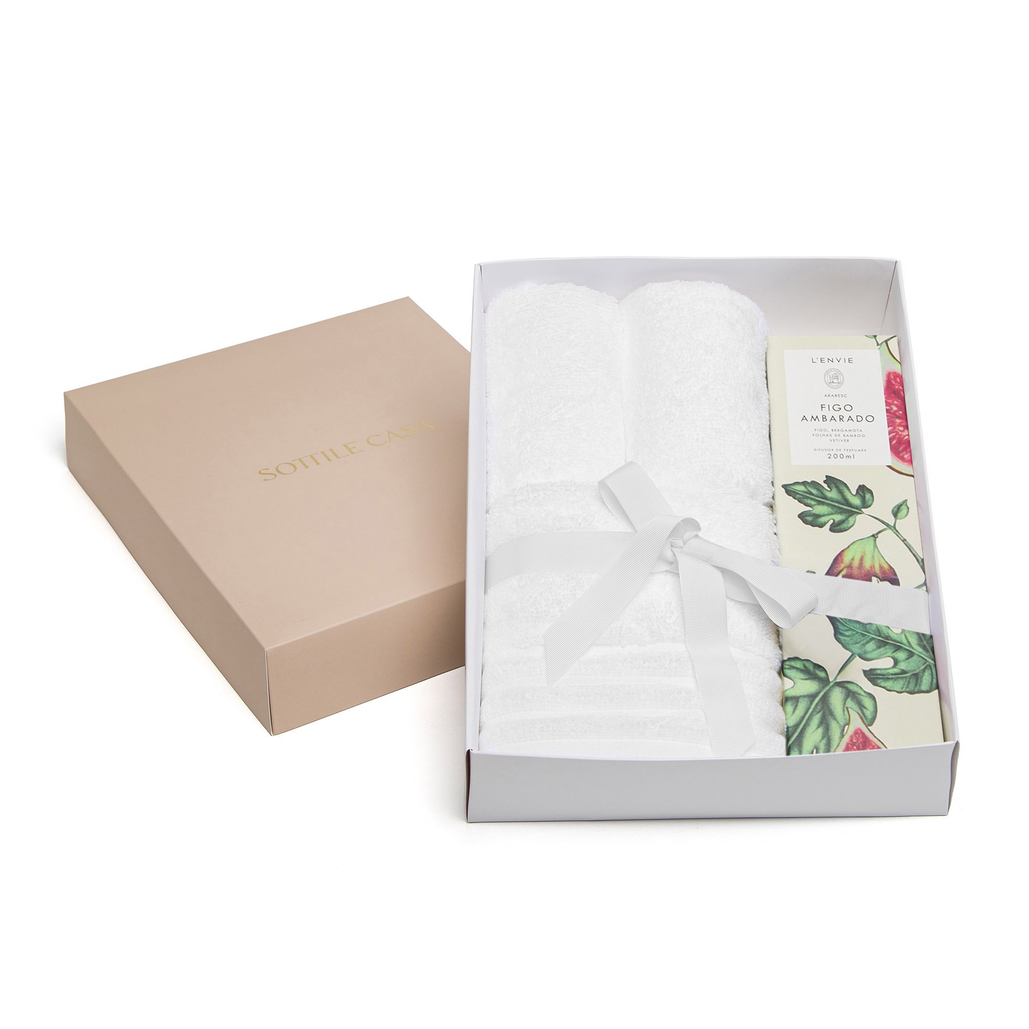 jogo 02 toalha de rosto trussardi imperiale difusor de perfume l envie figo branco