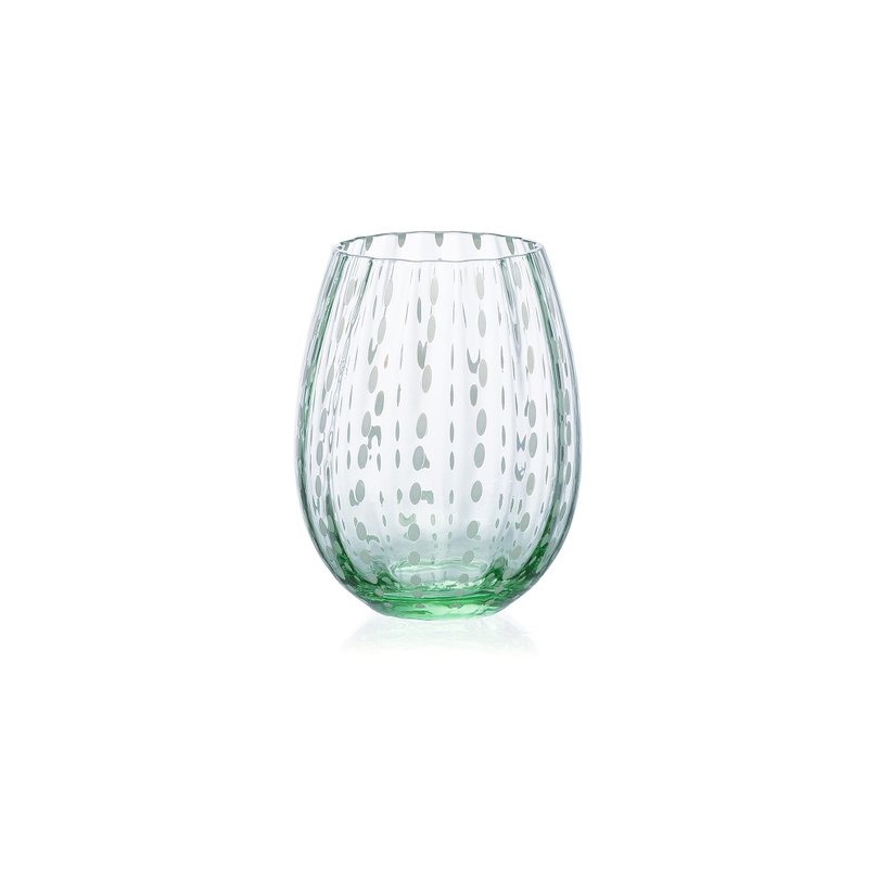 copo de vidro c pontos p agua e suco verde