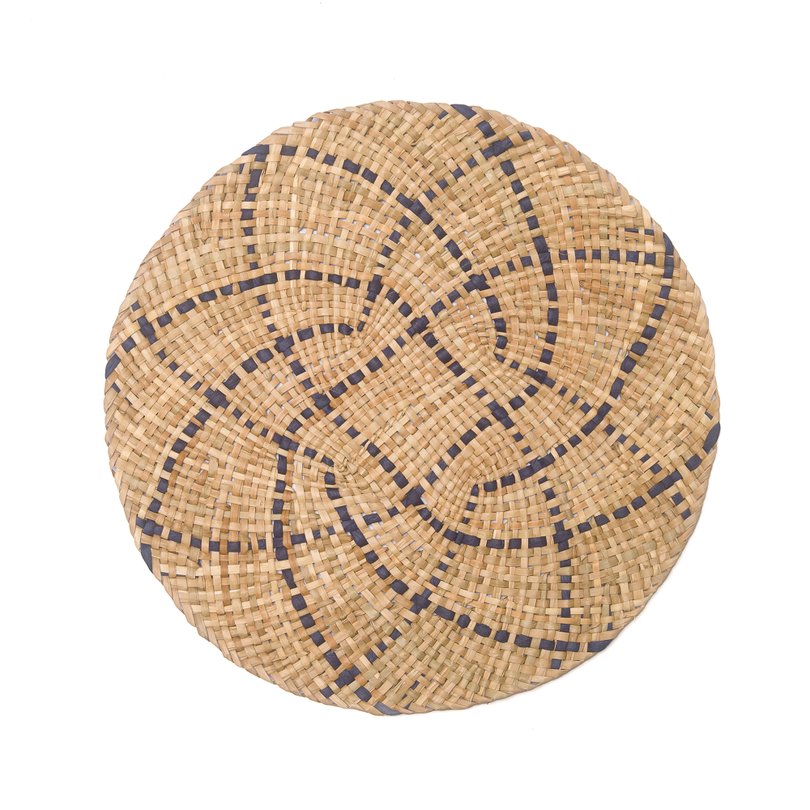 jogo americano em fibra natural bege e azul