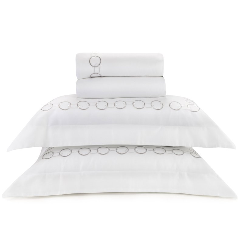 jogo de cama literie cetim 300 fios ellos branco e grafite queen