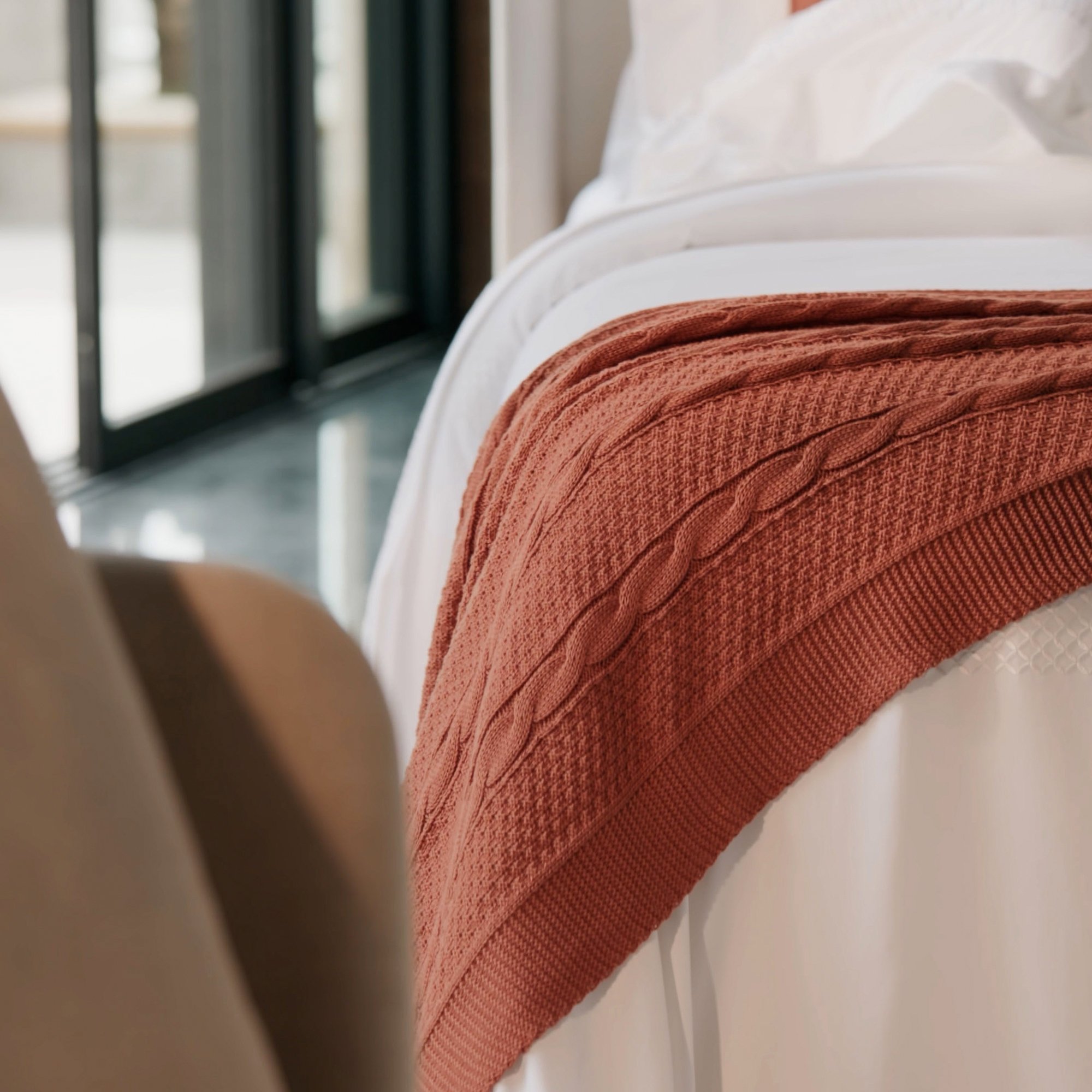 Peseira Literie Tricot Palais Terracota Queen 21