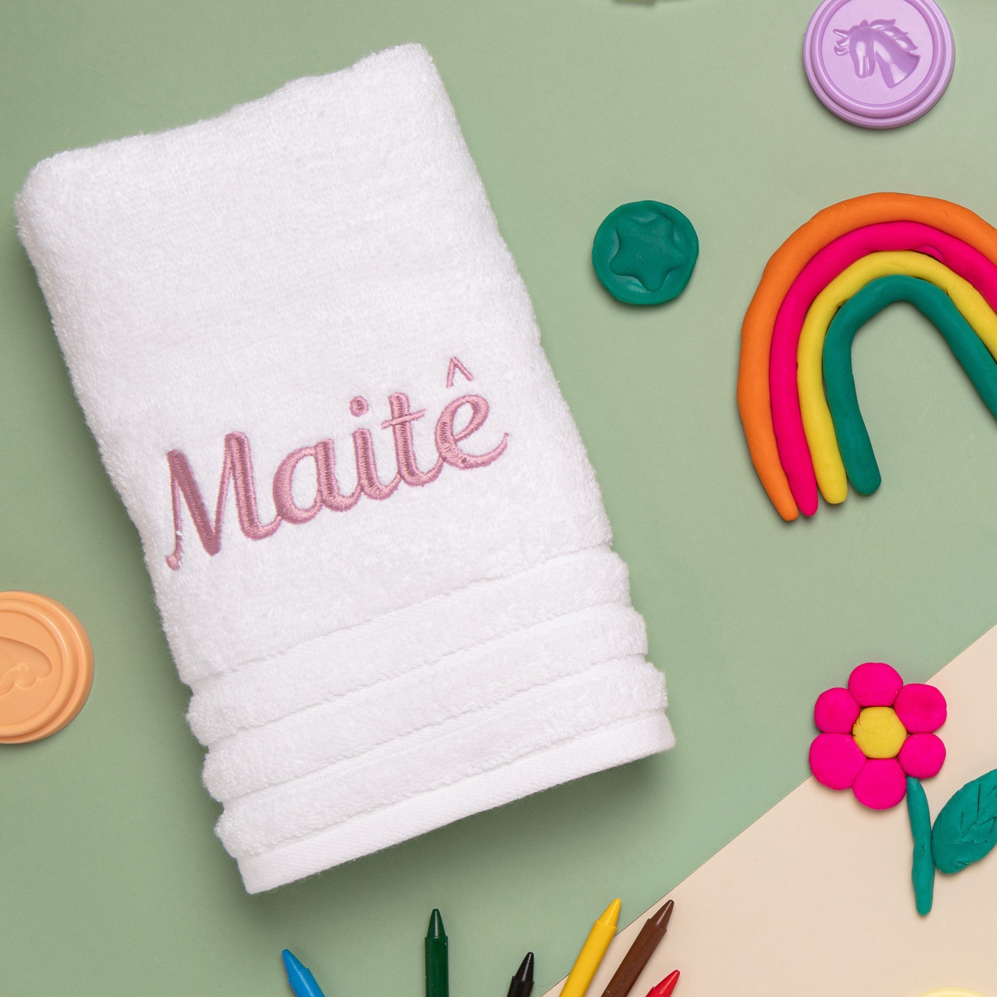 kit 05 toalhas escolar trussardi personalizavel branco 2