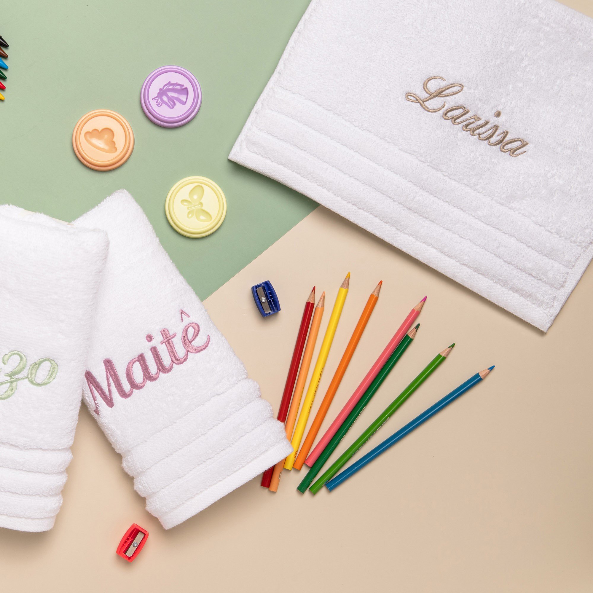 kit 05 toalhas escolar trussardi personalizavel branco 3