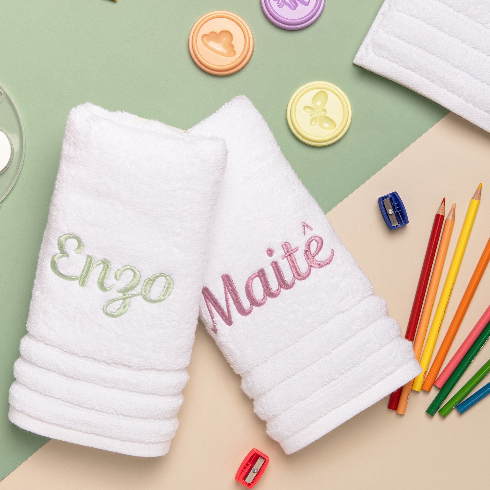 kit 05 toalhas escolar trussardi personalizavel branco 4