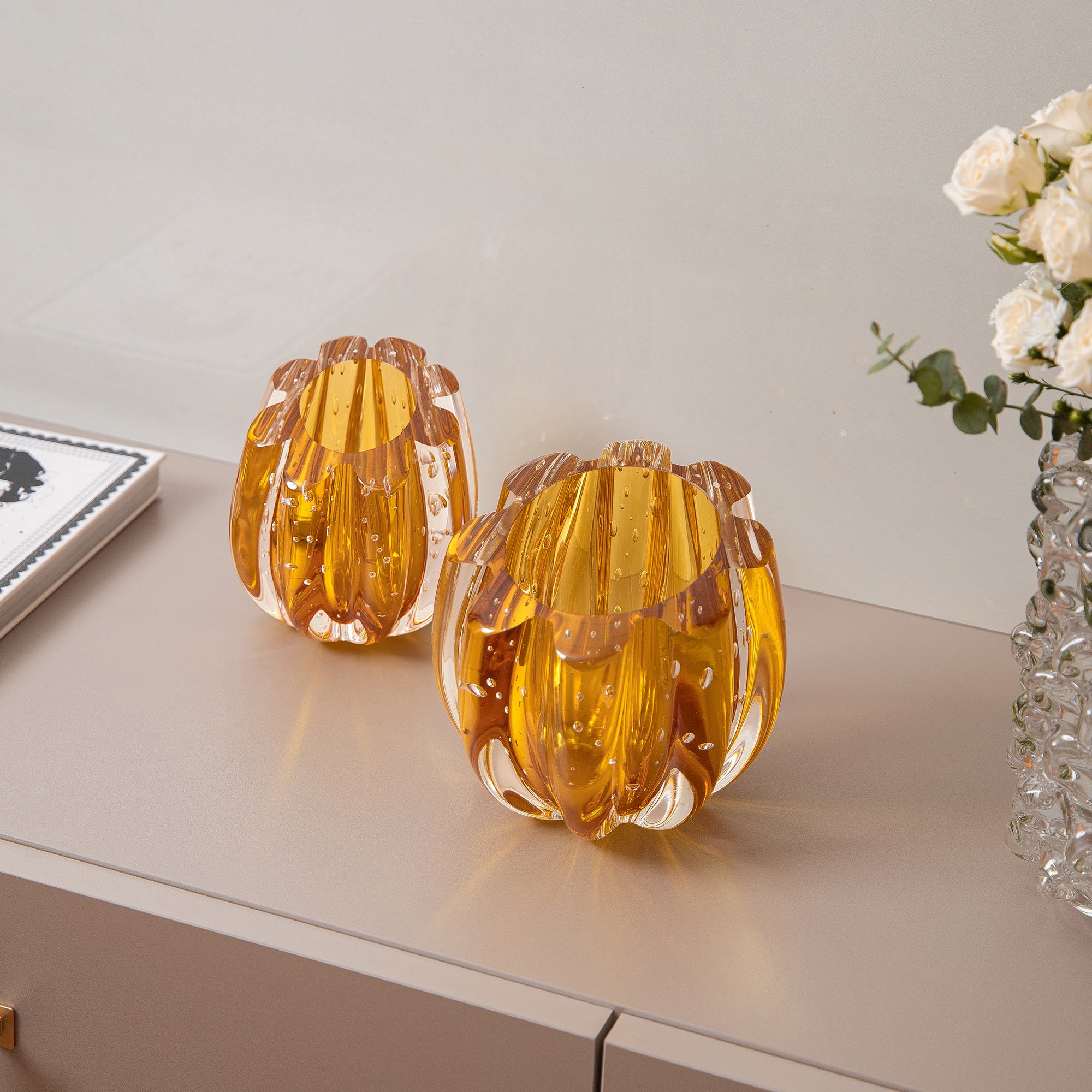 kit de vasos murano marselha p e g ambar