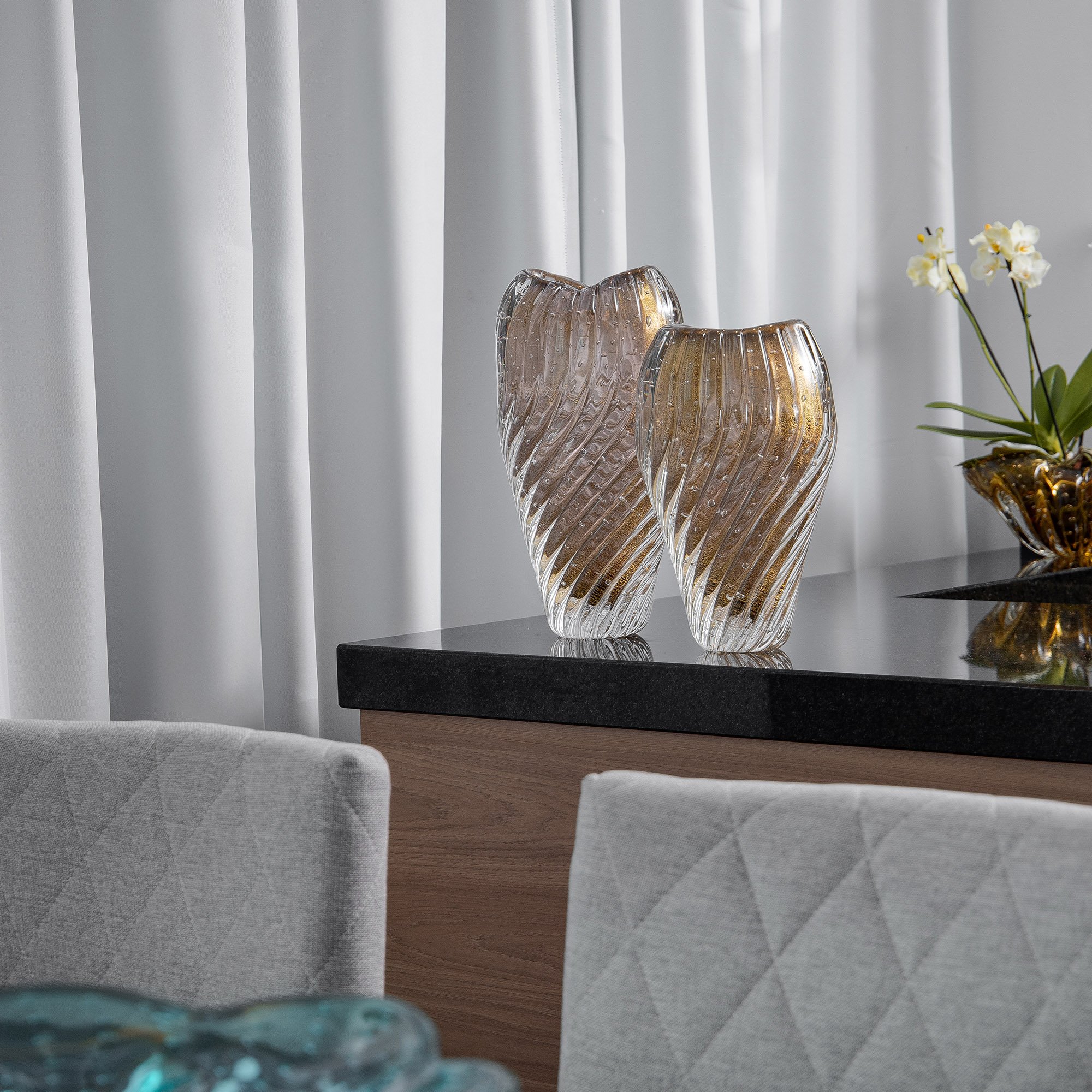 vaso murano montreal com ouro m onix m