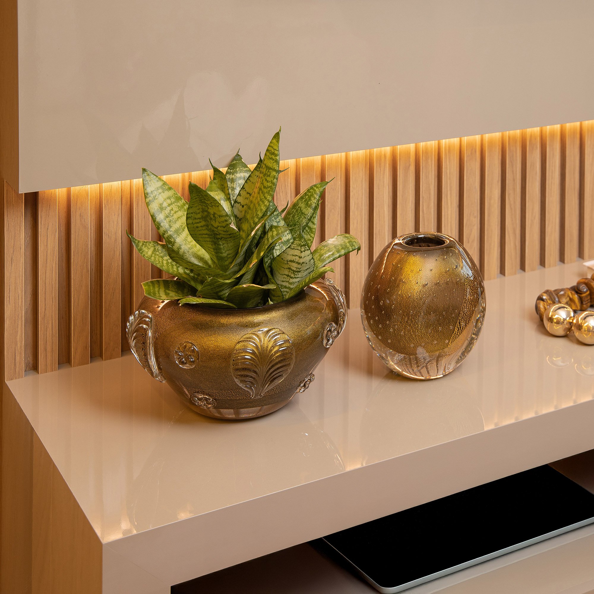 vaso murano santa monica com ouro m onix