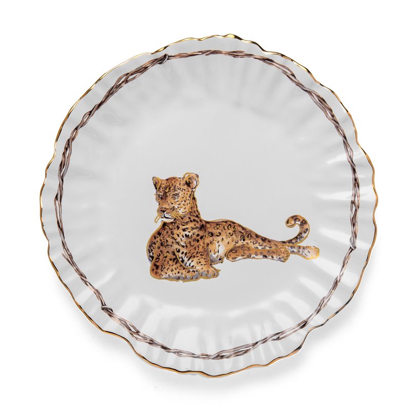 jogo de 06 pratos rasos jaguar dore ceramica