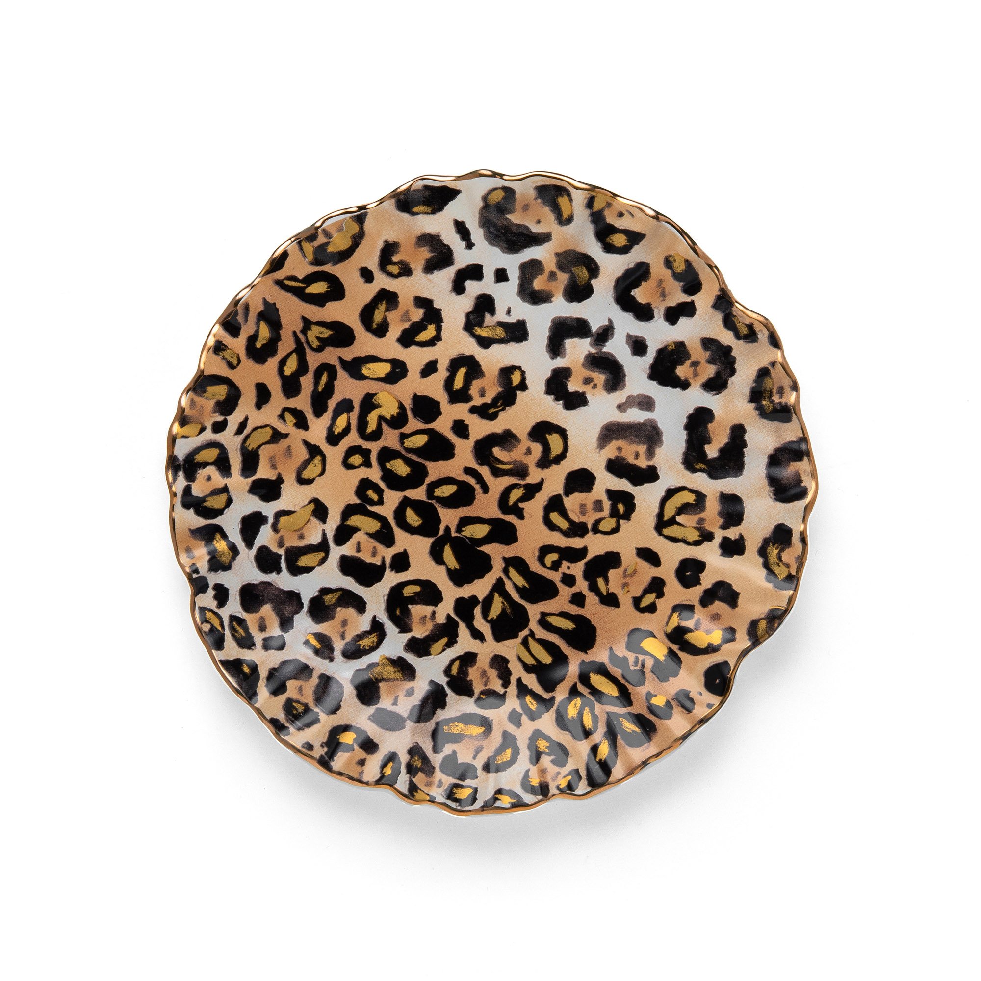 jogo de 06 pratos de sobremesa rosetas jaguar dore ceramica