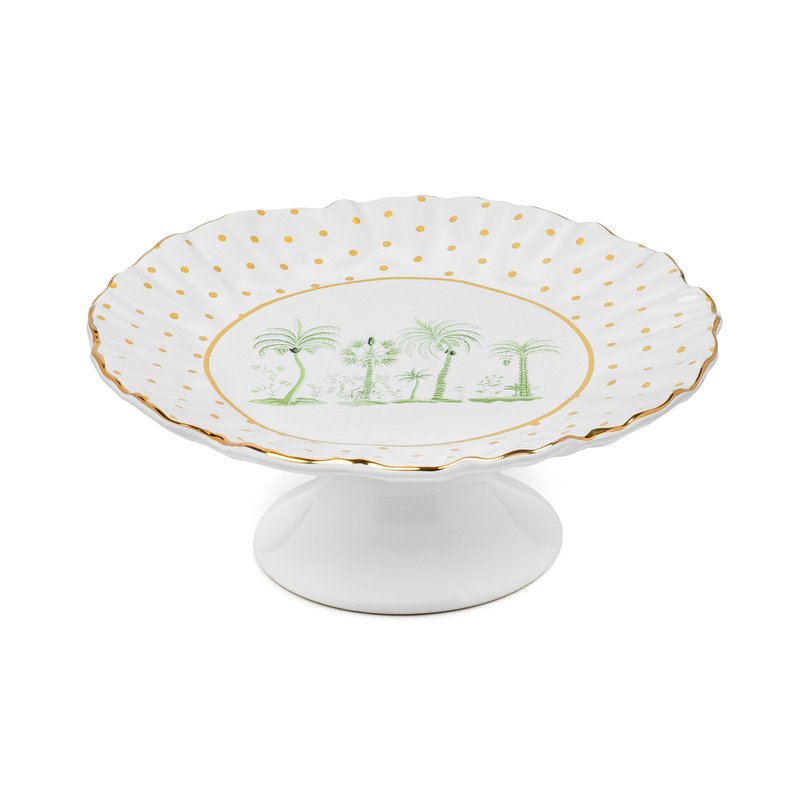 Porta Petit Four Petir Poa Tropicale Ceramica Verde1